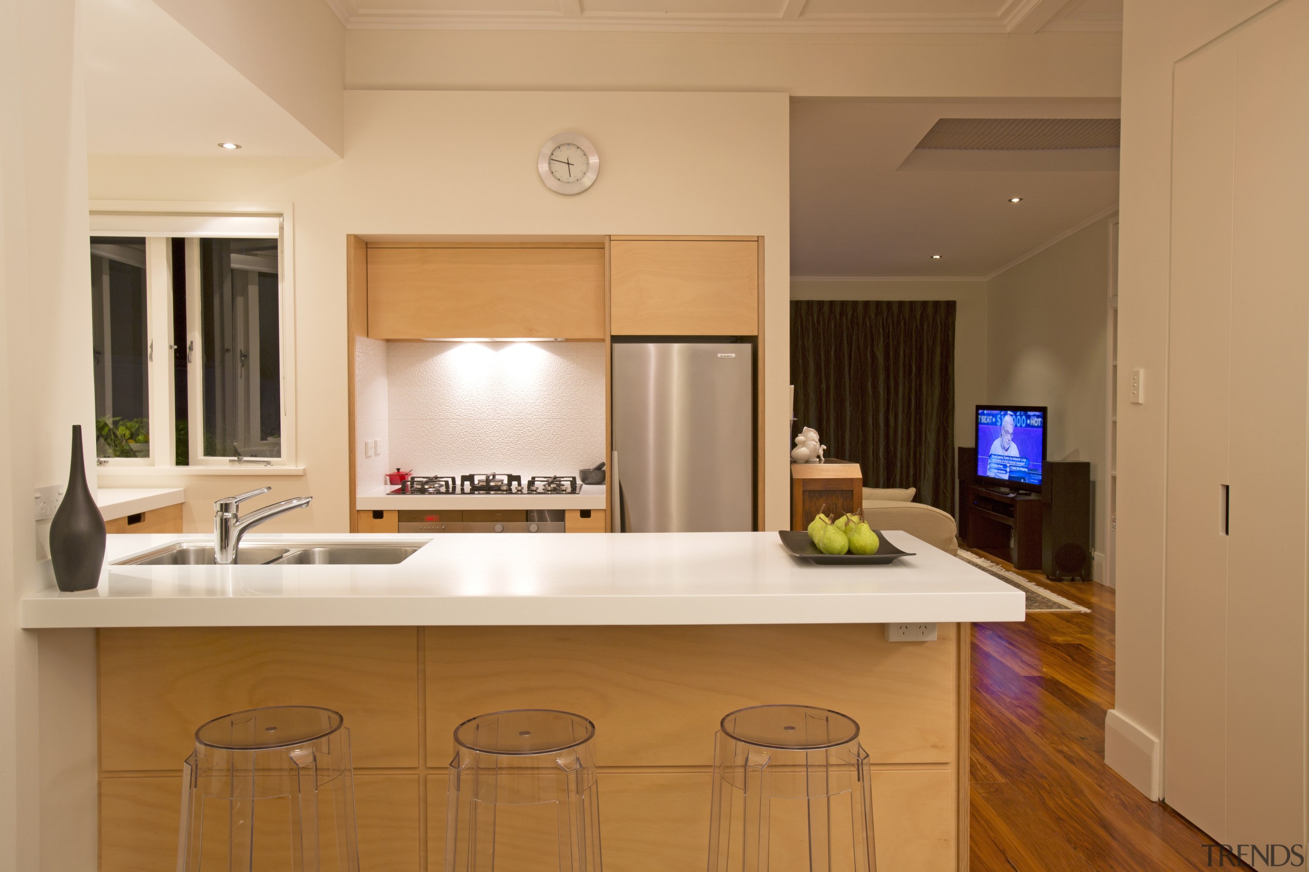 Toni Roberts kitchen with Fisher &amp; Paykel appliances cabinetry, countertop, cuisine classique, interior design, kitchen, real estate, room, orange, brown