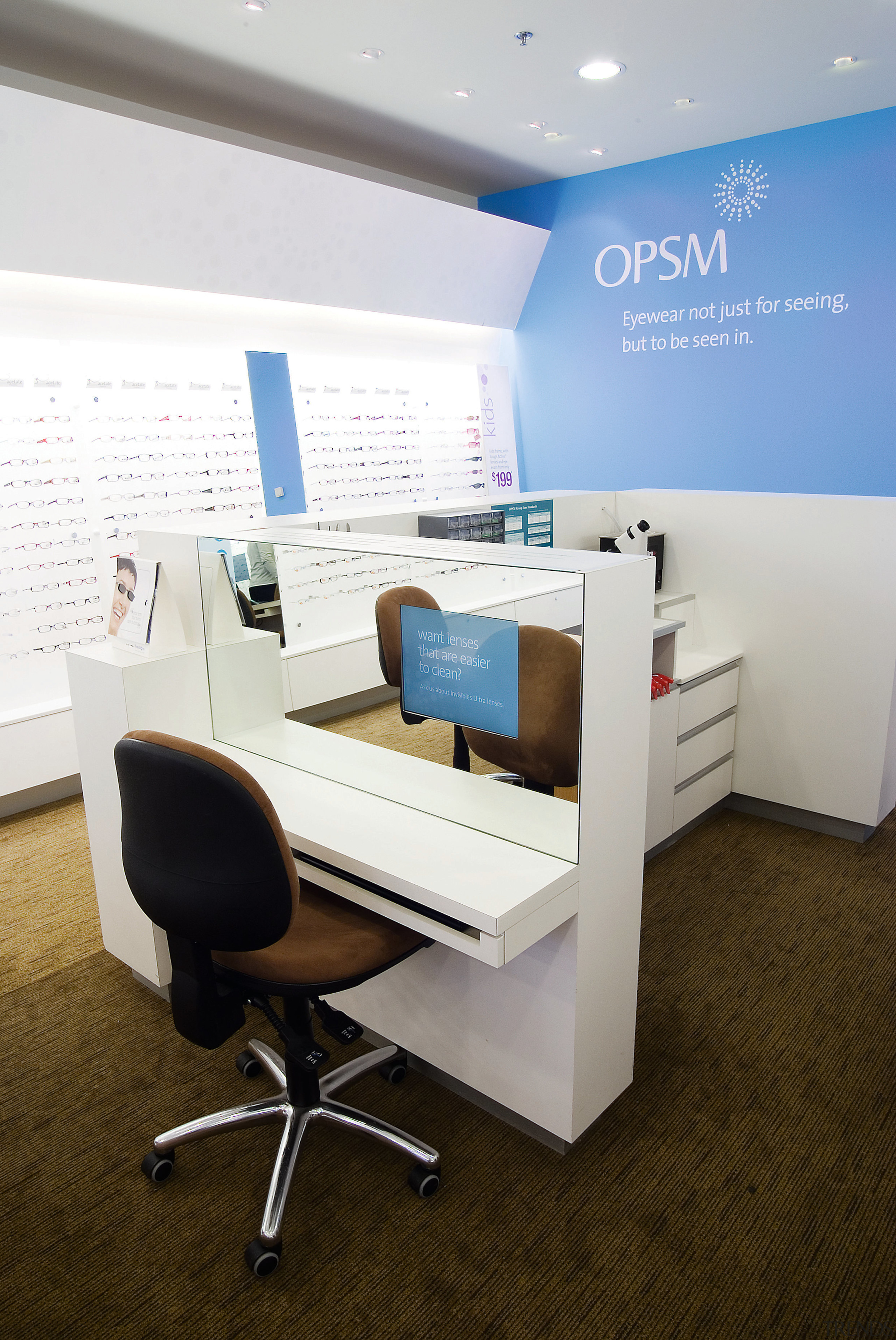 A view of a shop in Sylvia Park desk, furniture, interior design, office, product design, white, brown