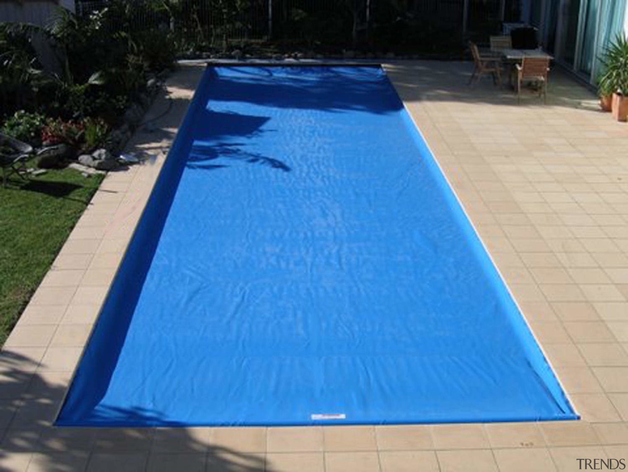 View of automatic pool covers by GB Pool aqua, azure, blue, daylighting, floor, grass, leisure, swimming pool, tarpaulin, teal