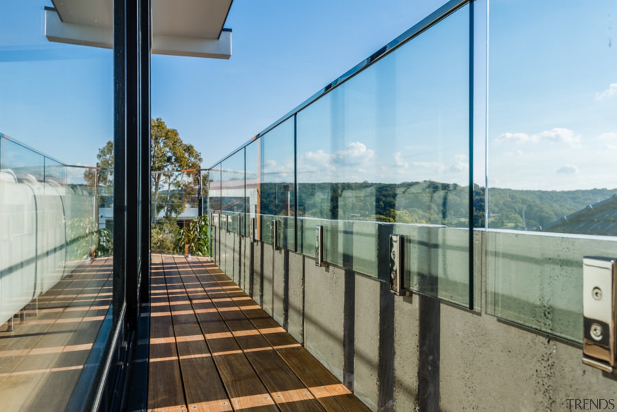 Reflections and expansive views - Reflections and expansive architecture, building, glass, handrail, house, real estate, sky, teal