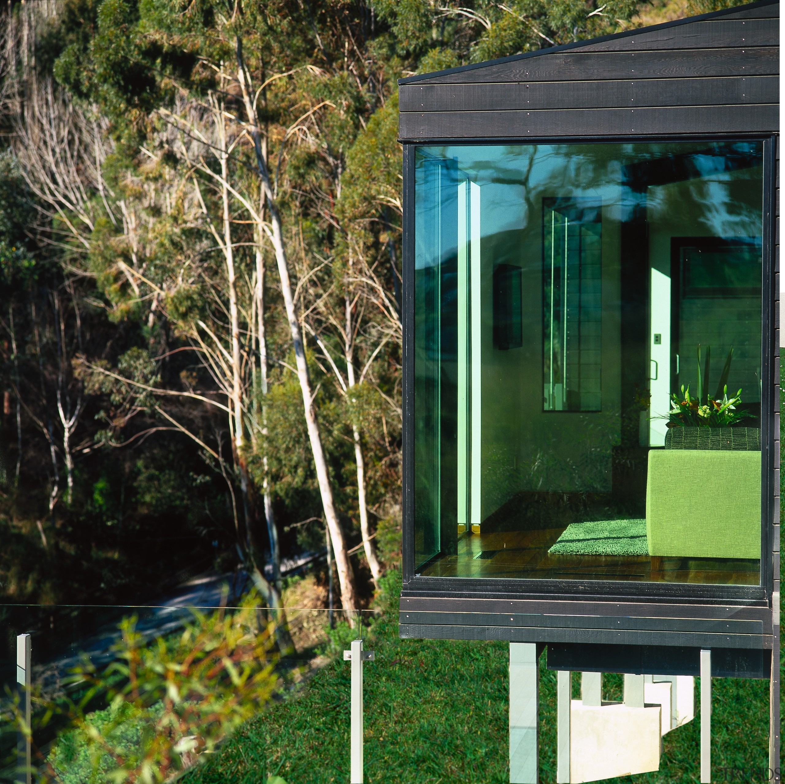 View of the window - View of the cottage, grass, house, outdoor structure, plant, tree, window, green