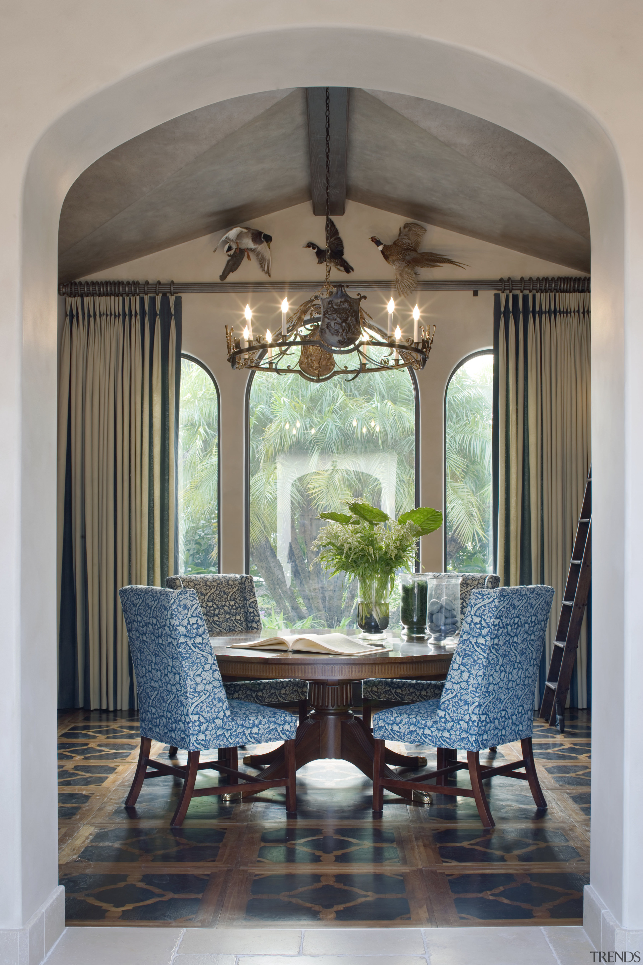 Spanish style interior - Spanish style interior - ceiling, chair, dining room, estate, furniture, home, interior design, living room, room, table, wall, window, gray