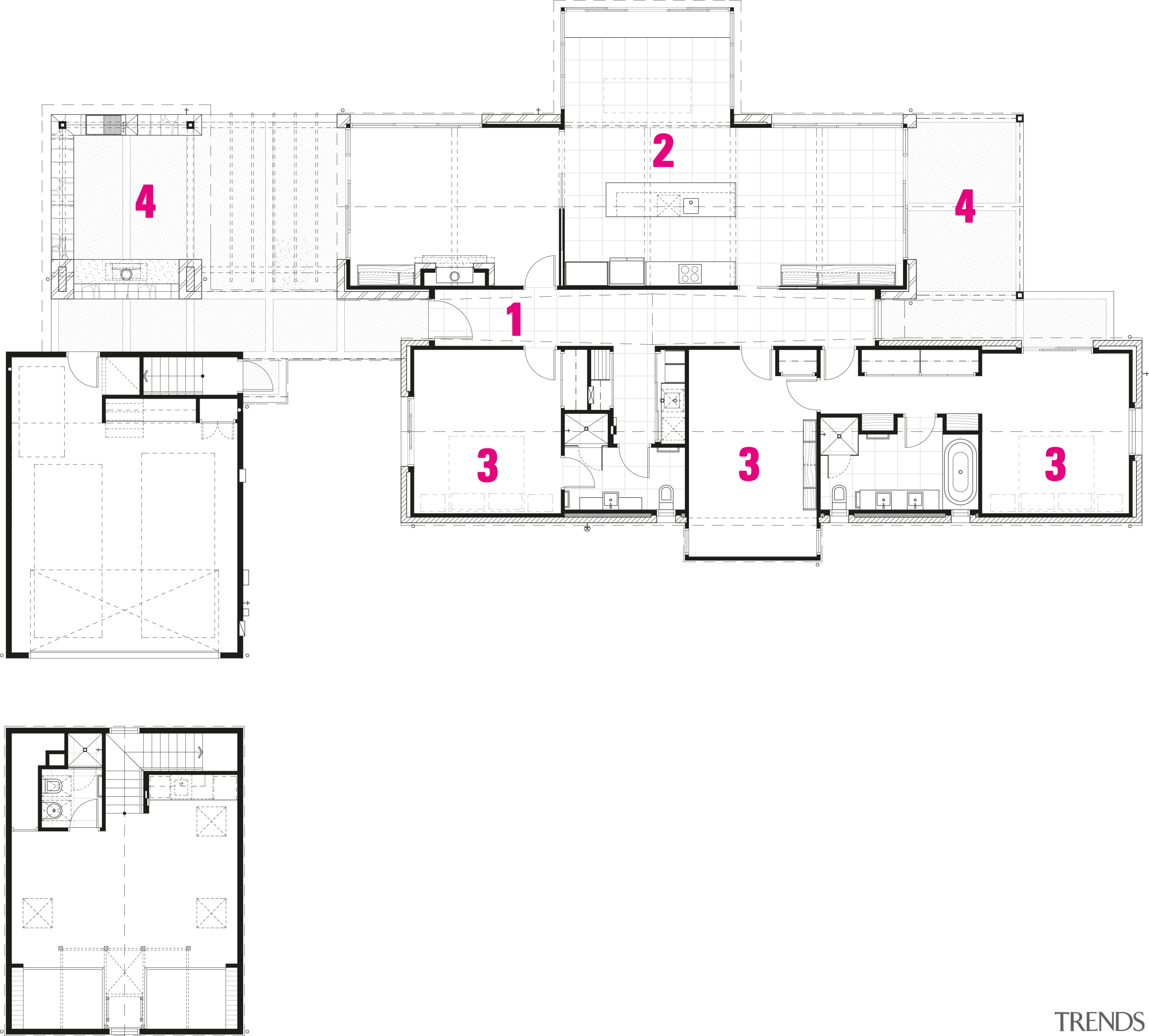 This home was designed by Mason &amp; Wales architecture, area, design, diagram, drawing, floor plan, line, plan, product design, square, structure, text, white