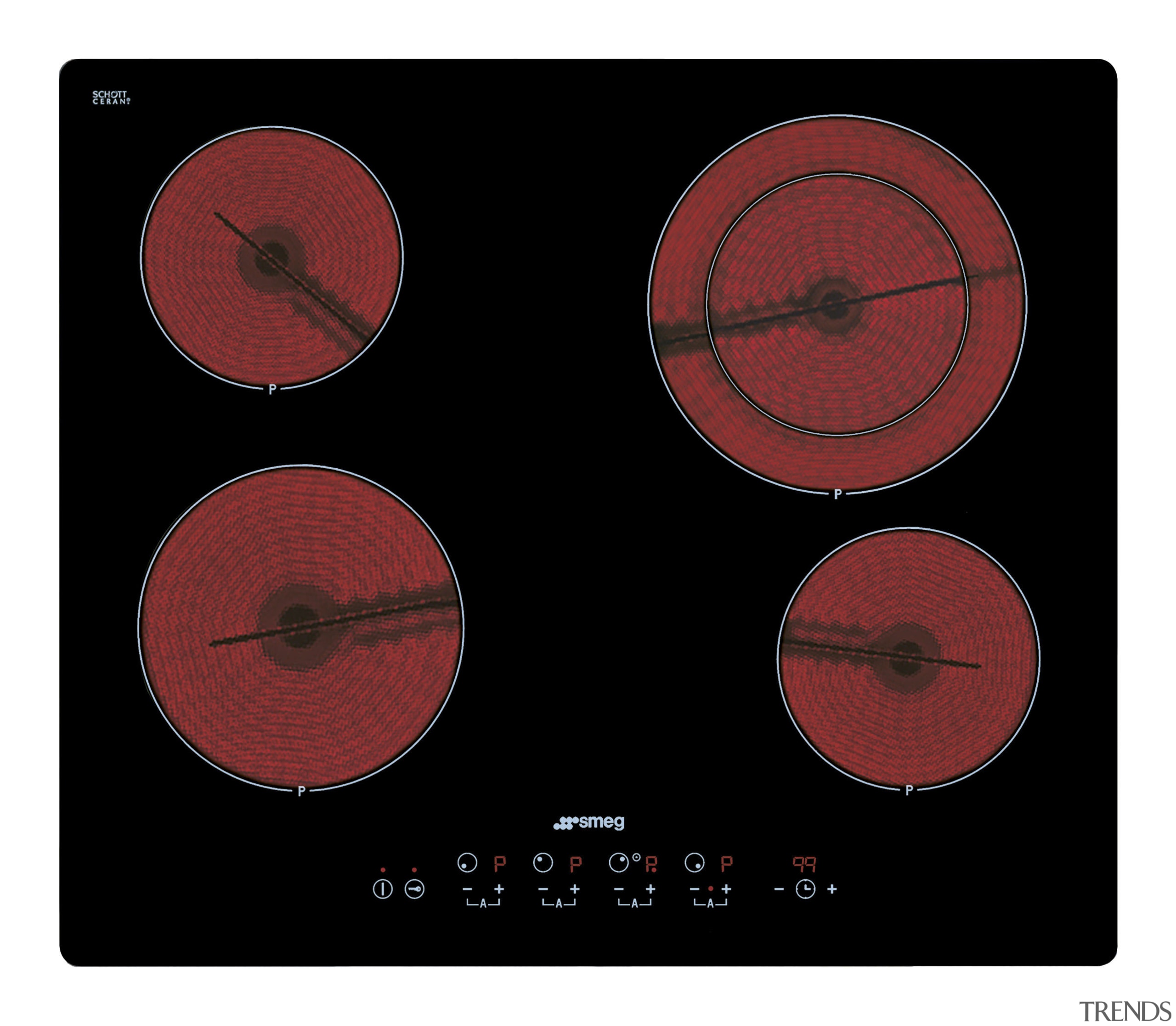 Smeg 60cm ceramic cooktop - Smeg 60cm ceramic product design, red, black