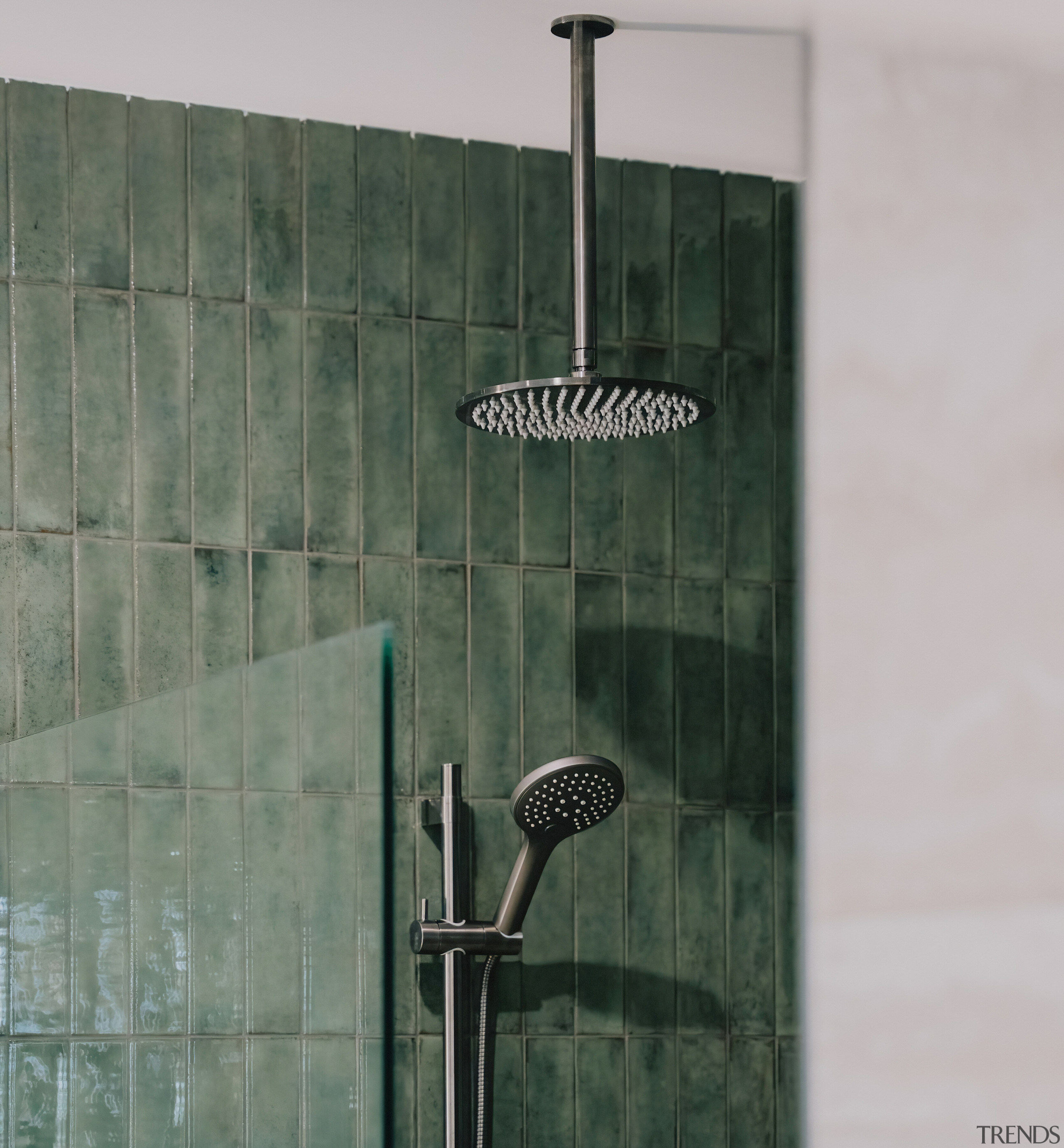 Laying the subway tiles in vertical orientation accentuates 