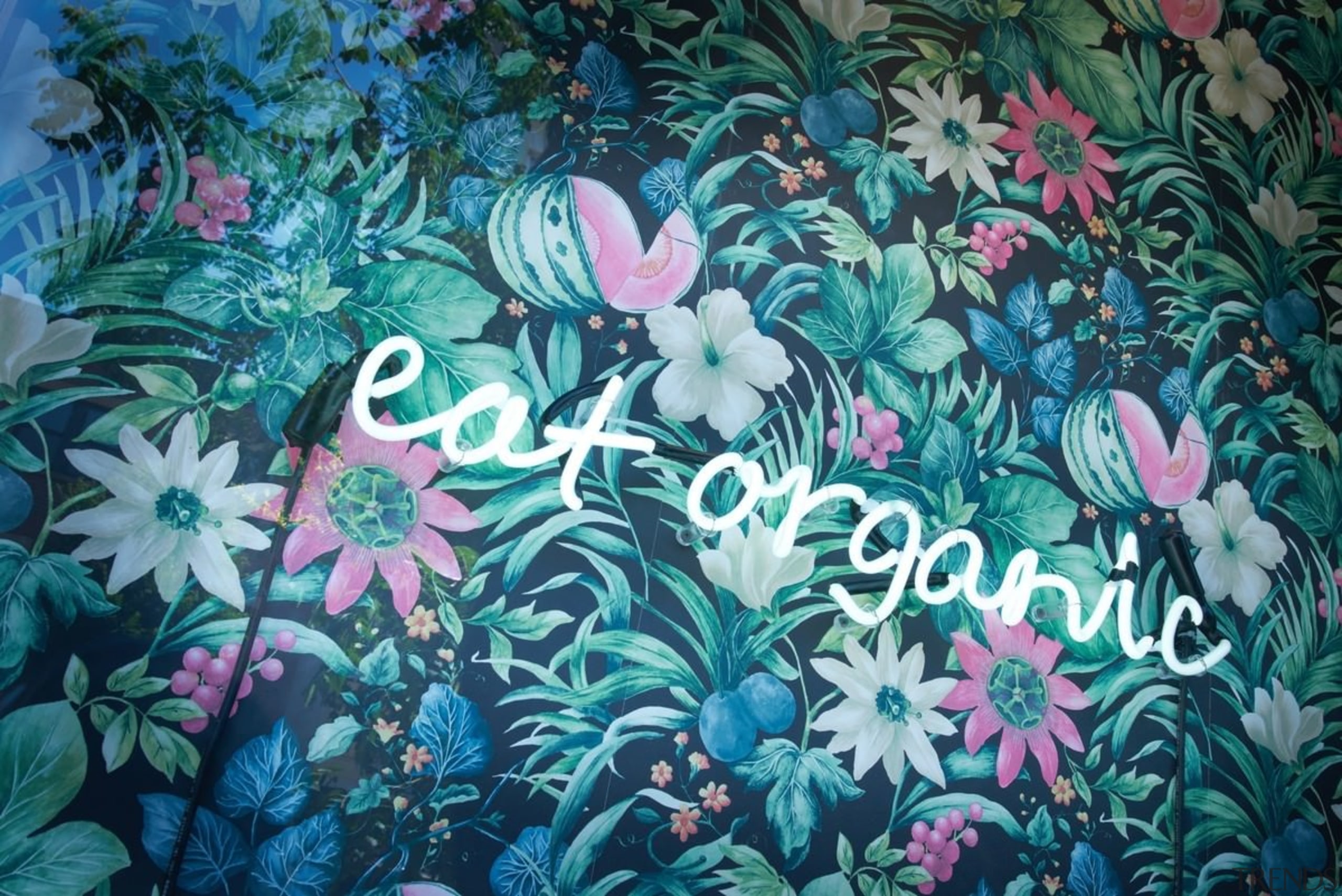 Wholesome Cuts Butcher Shop - Wholesome Cuts Butcher acrylic paint, art, artwork, blue, coral reef, design, flora, flower, green, leaf, marine biology, modern art, organism, painting, pattern, plant, textile, visual arts, teal