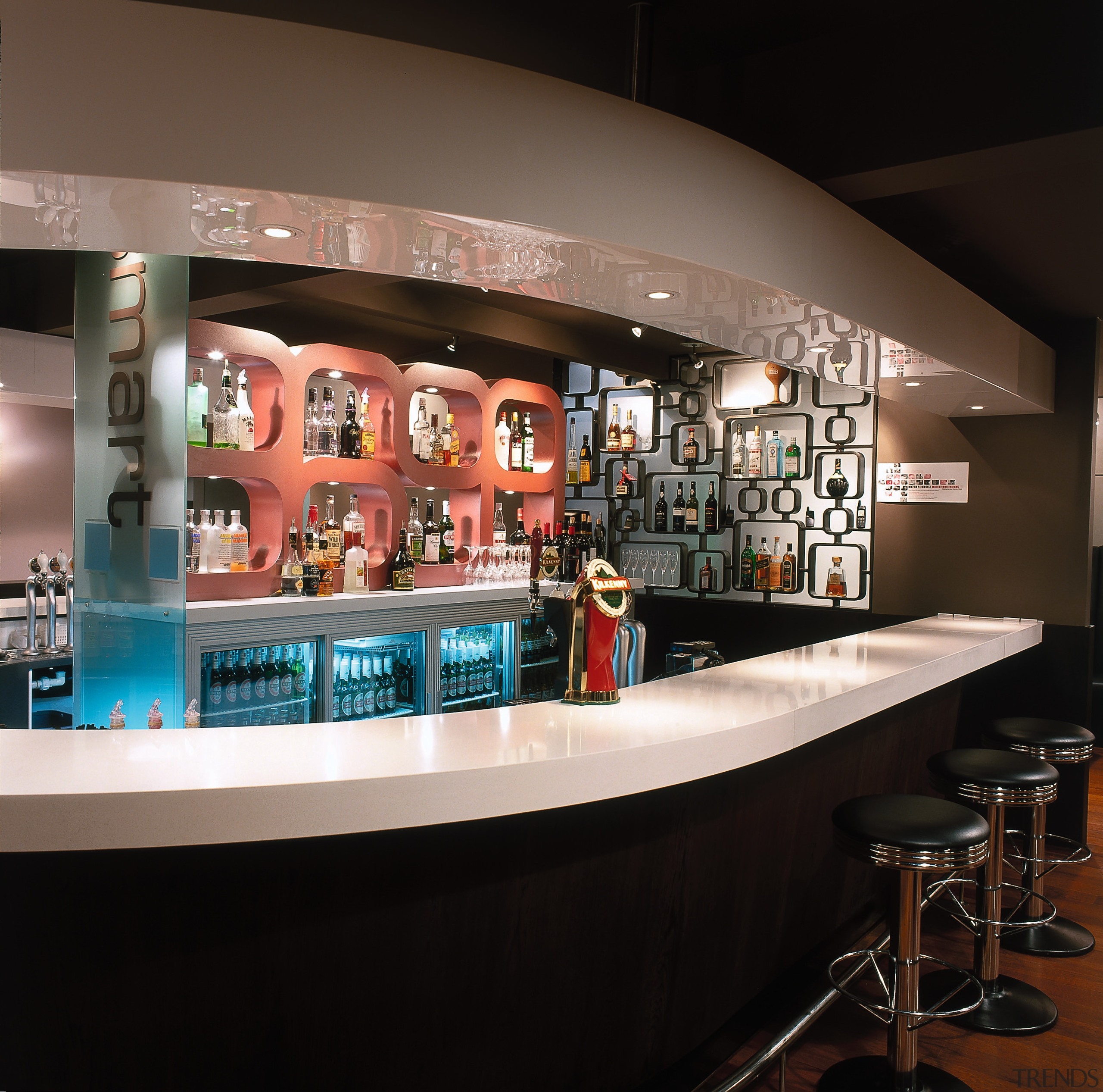 Close up of feature wall behind the bar bar, interior design, restaurant, black