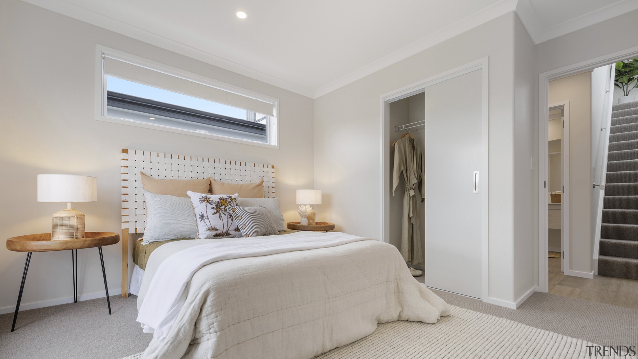 The ground floor bedroom with built-in wardrobe. 