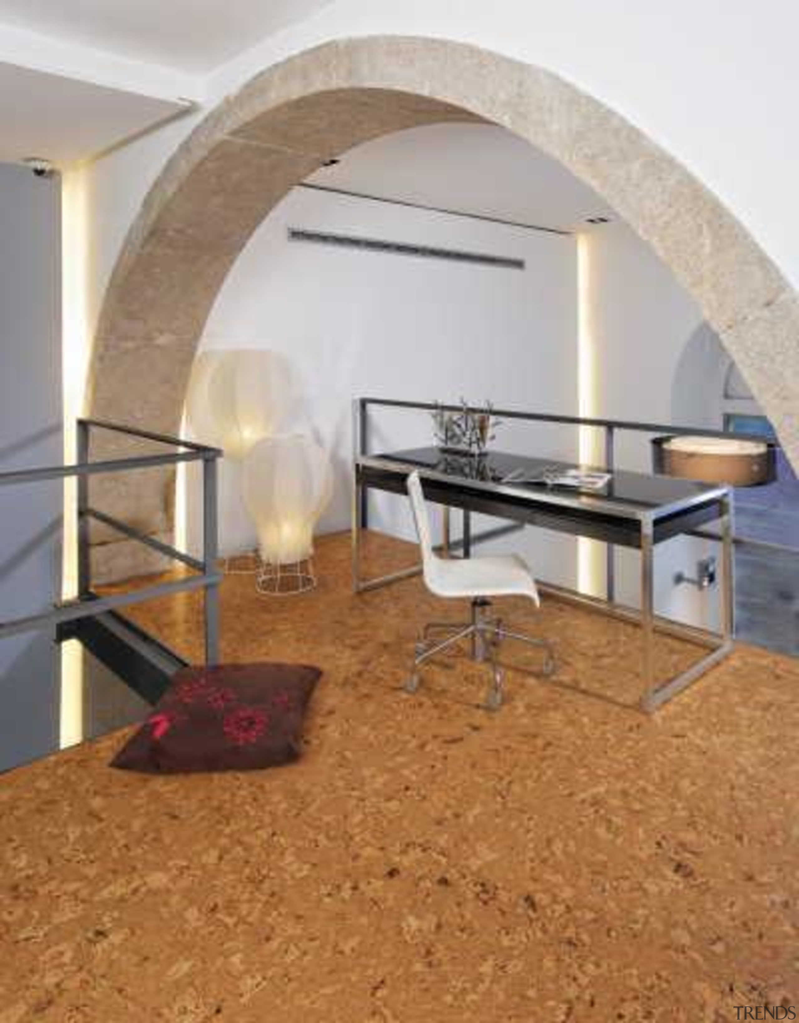 Chunky Cork Floor - architecture | floor | architecture, floor, flooring, furniture, interior design, living room, table, brown, gray