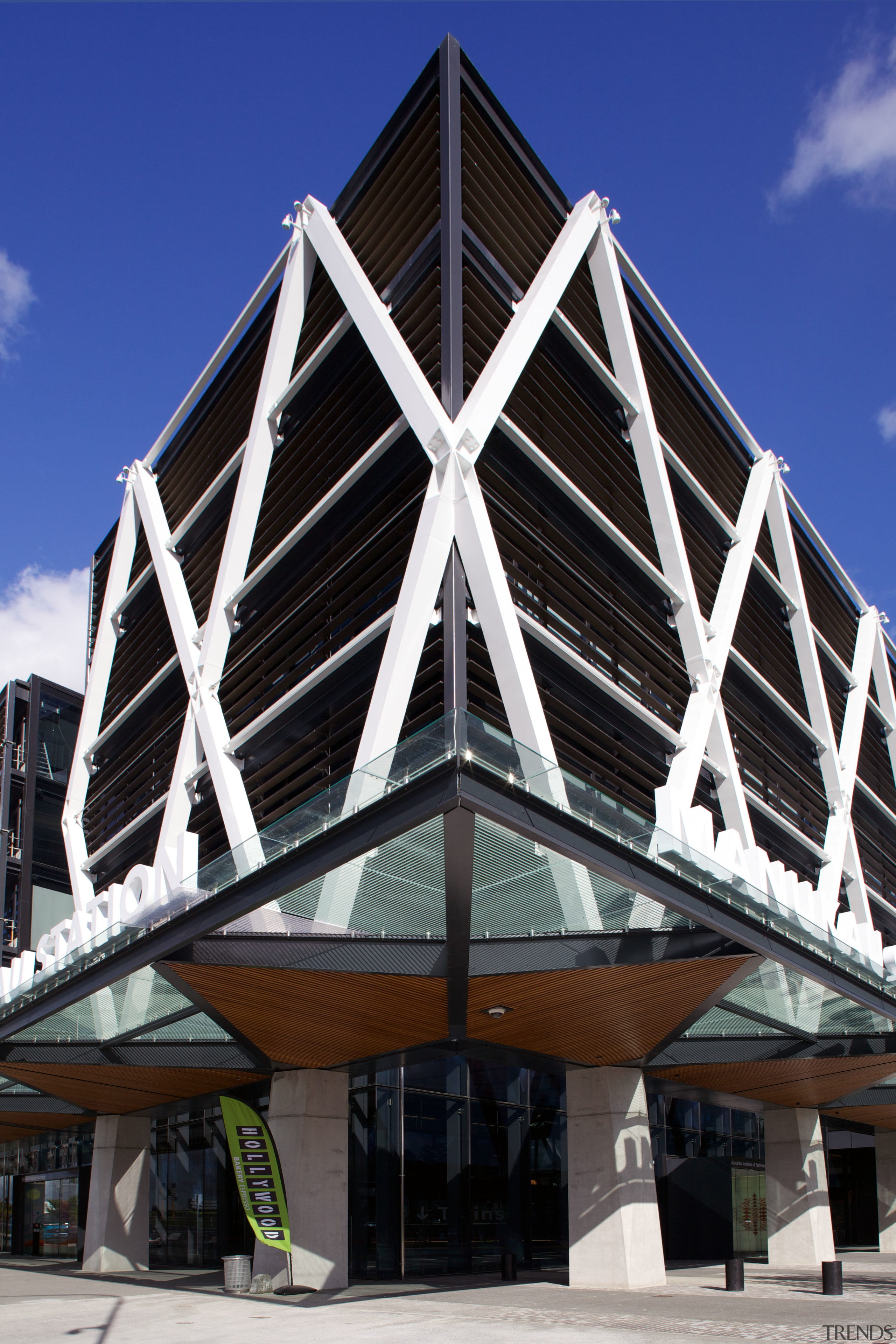 MIT Manukau Campus facade design, engineering and installation architecture, brutalist architecture, building, commercial building, corporate headquarters, facade, landmark, mixed use, structure, black