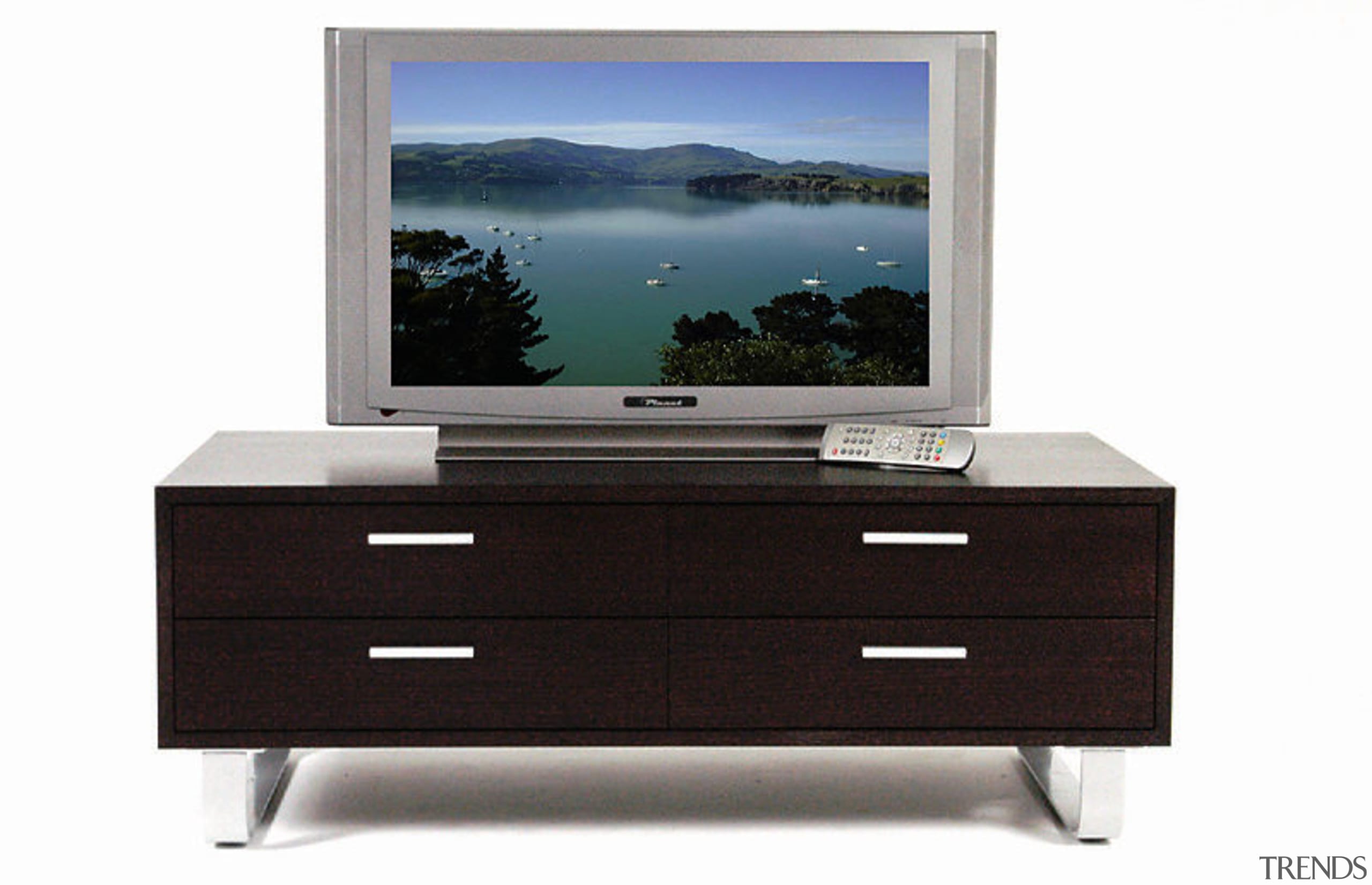 A view of the four drawer buffet in chest of drawers, drawer, furniture, multimedia, white, black