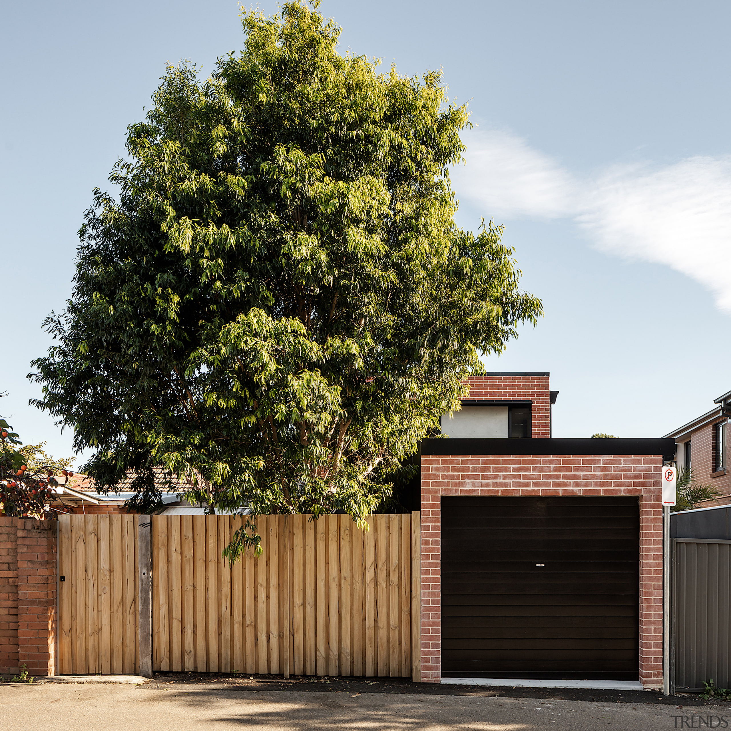 The new garage, matching the new rear addition, 
