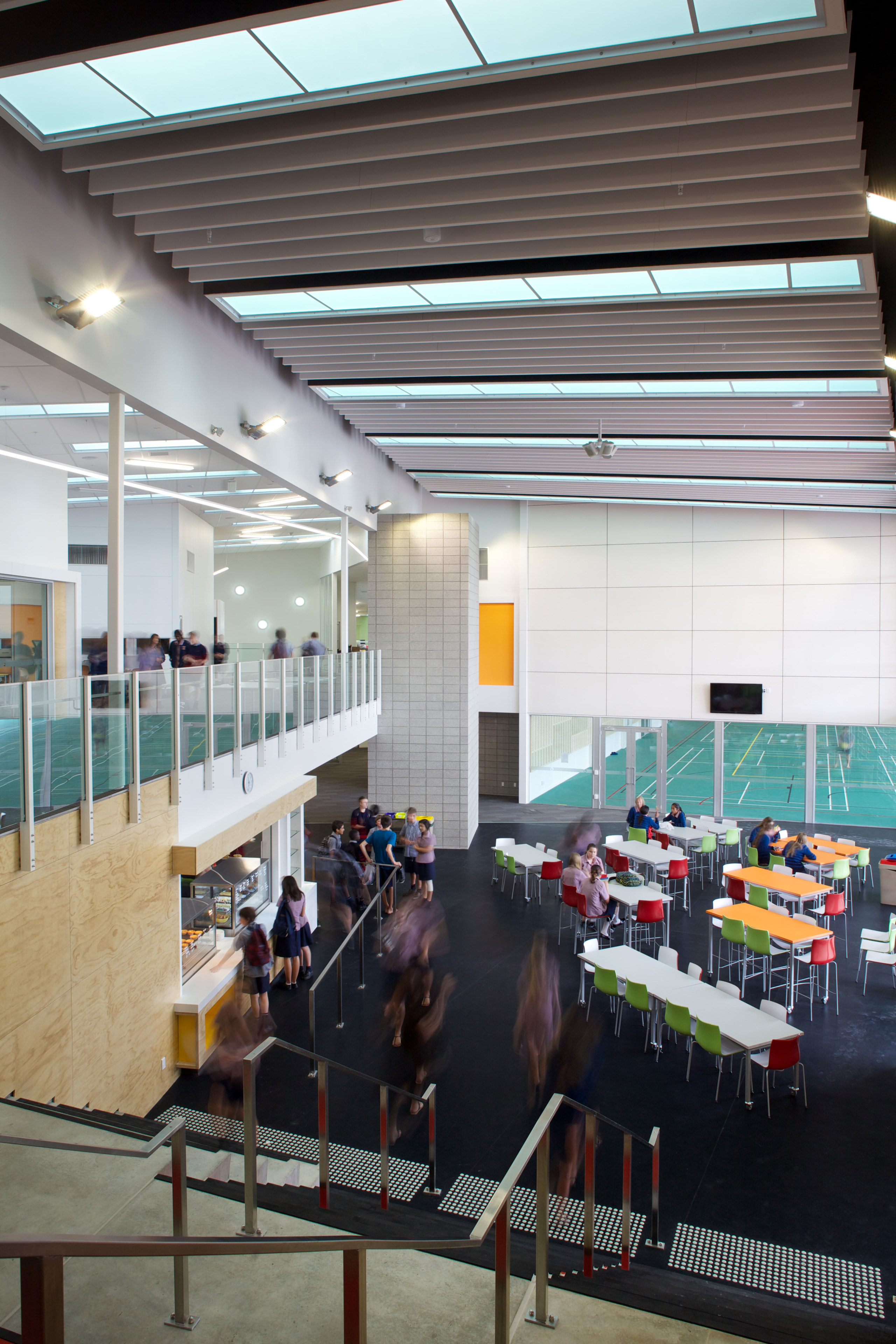 Street of knowledge  Hobsonville Point Primary and institution, interior design, gray, black, white