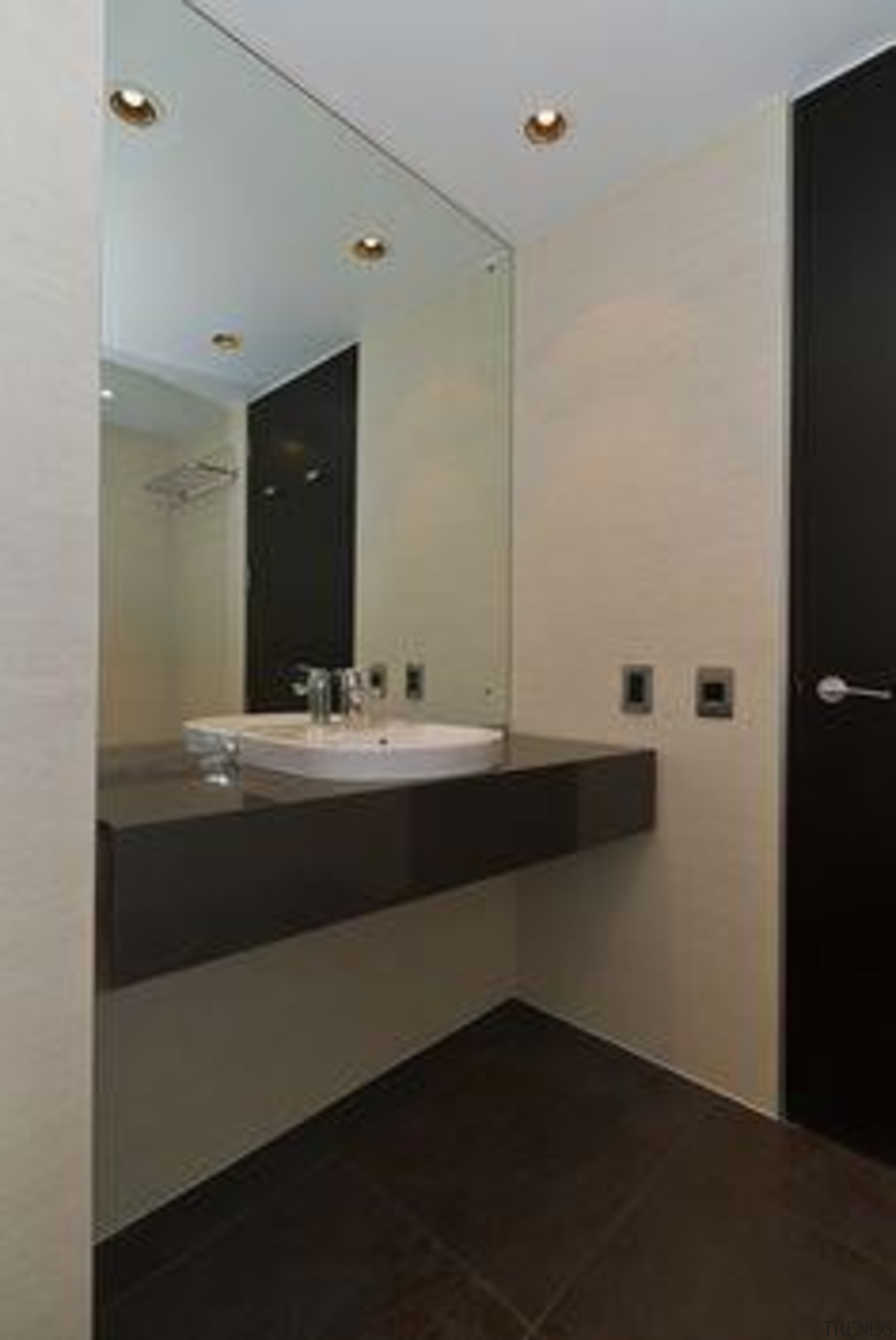 After the renovation. Laminam tiles were fixed over bathroom, ceiling, floor, flooring, interior design, property, real estate, room, sink, tile, gray, black