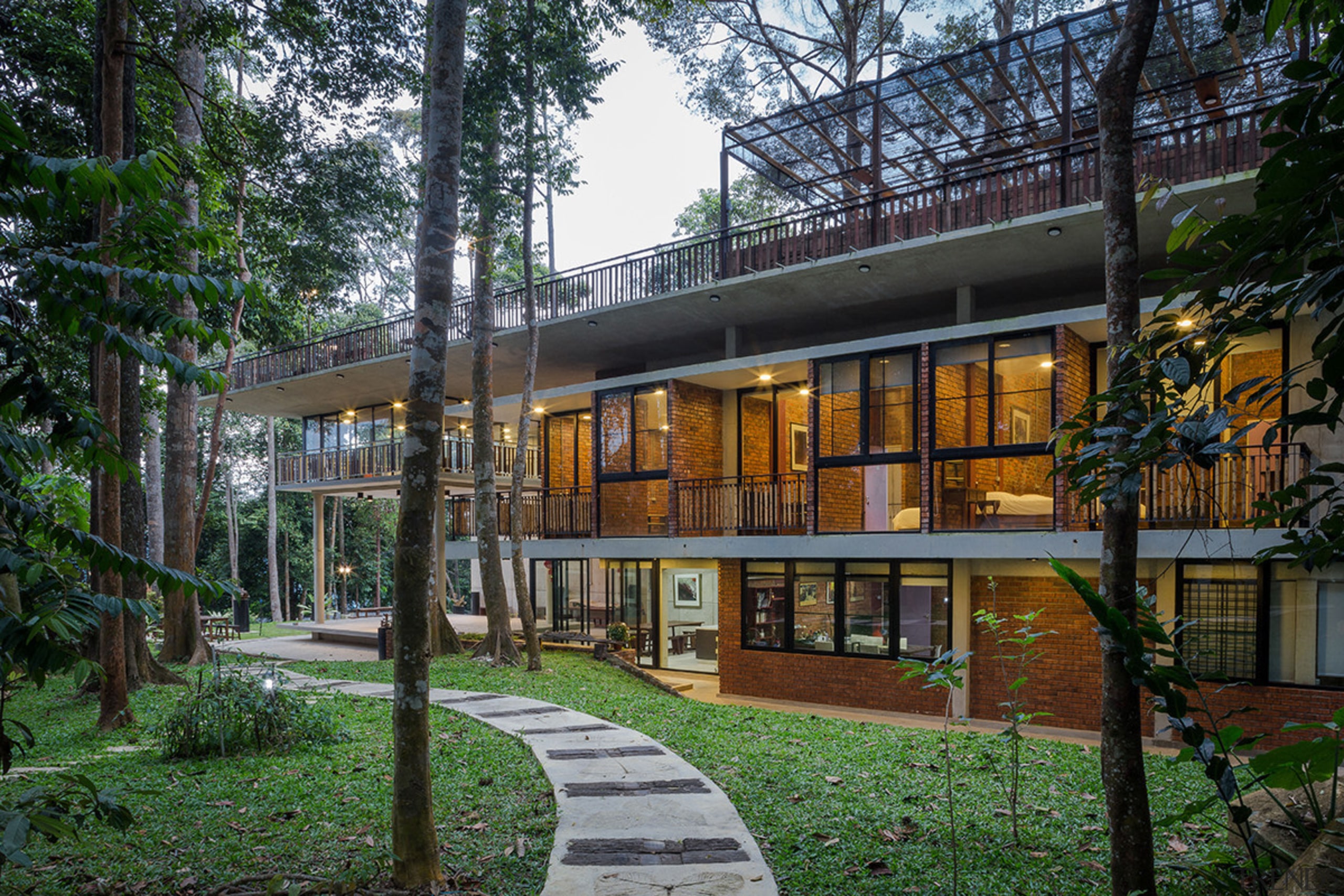 A 20m-drop across the site could have presented architecture, condominium, cottage, facade, home, house, mixed use, neighbourhood, plant, property, real estate, tree, black