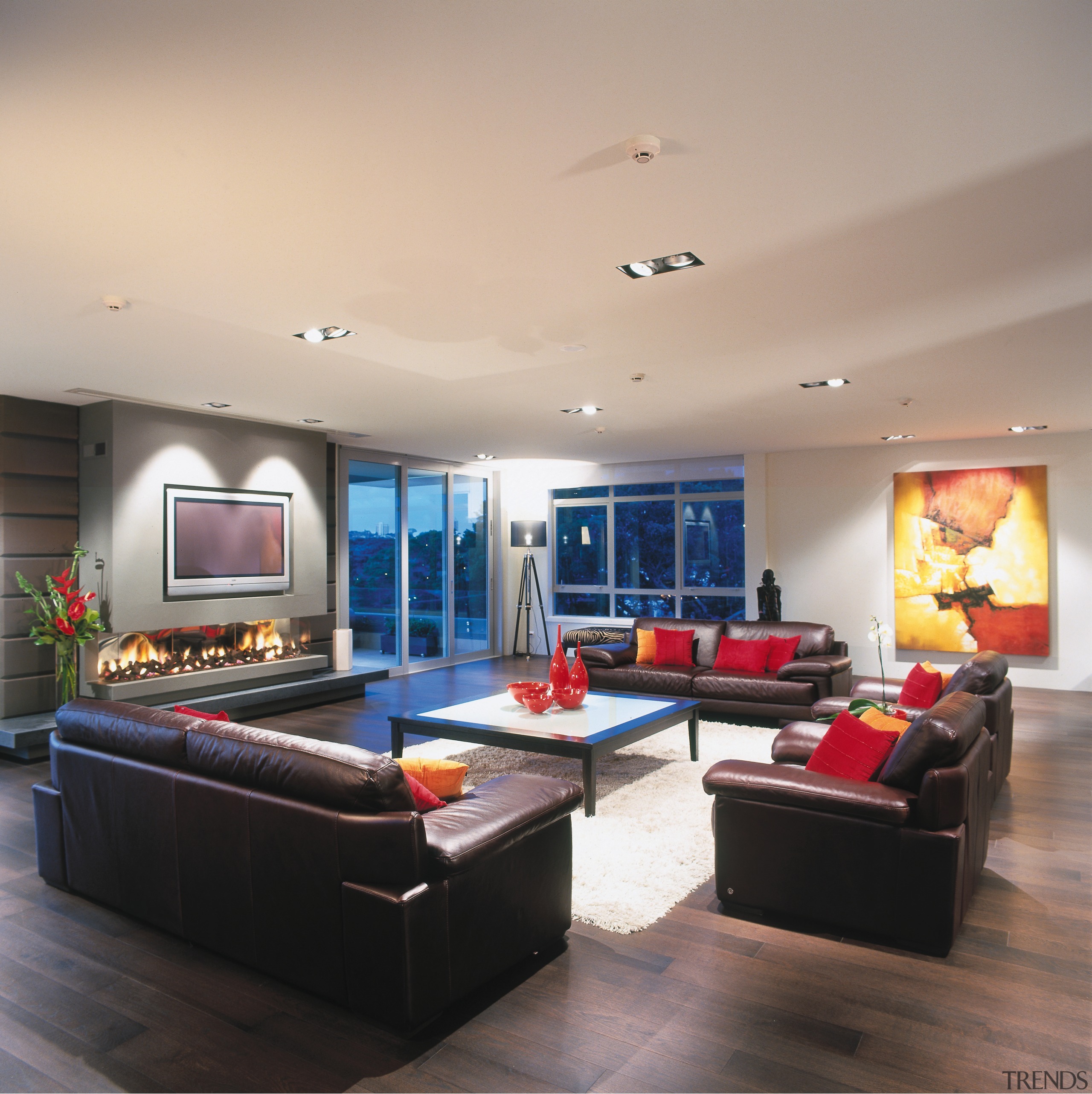 Living room in New York loft-style apartment - billiard room, ceiling, floor, interior design, living room, real estate, recreation room, room, gray