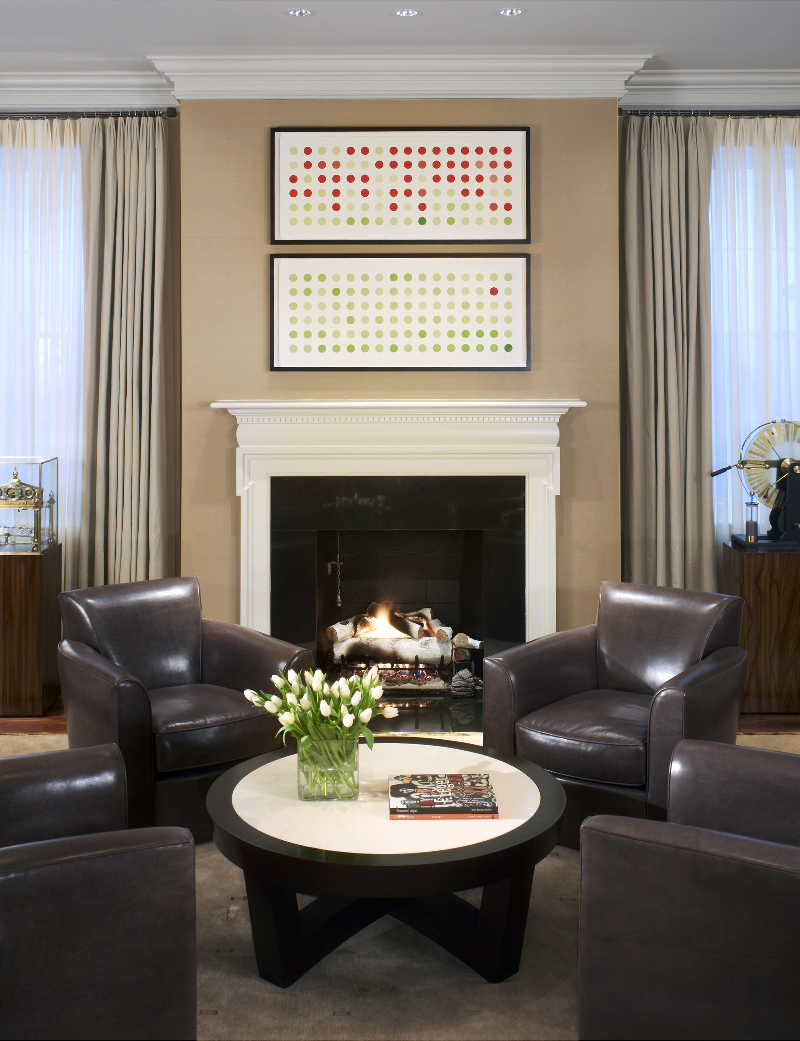 This house was remodeled by architect Ankie Barnes hearth, home, interior design, living room, room, window covering, black, white