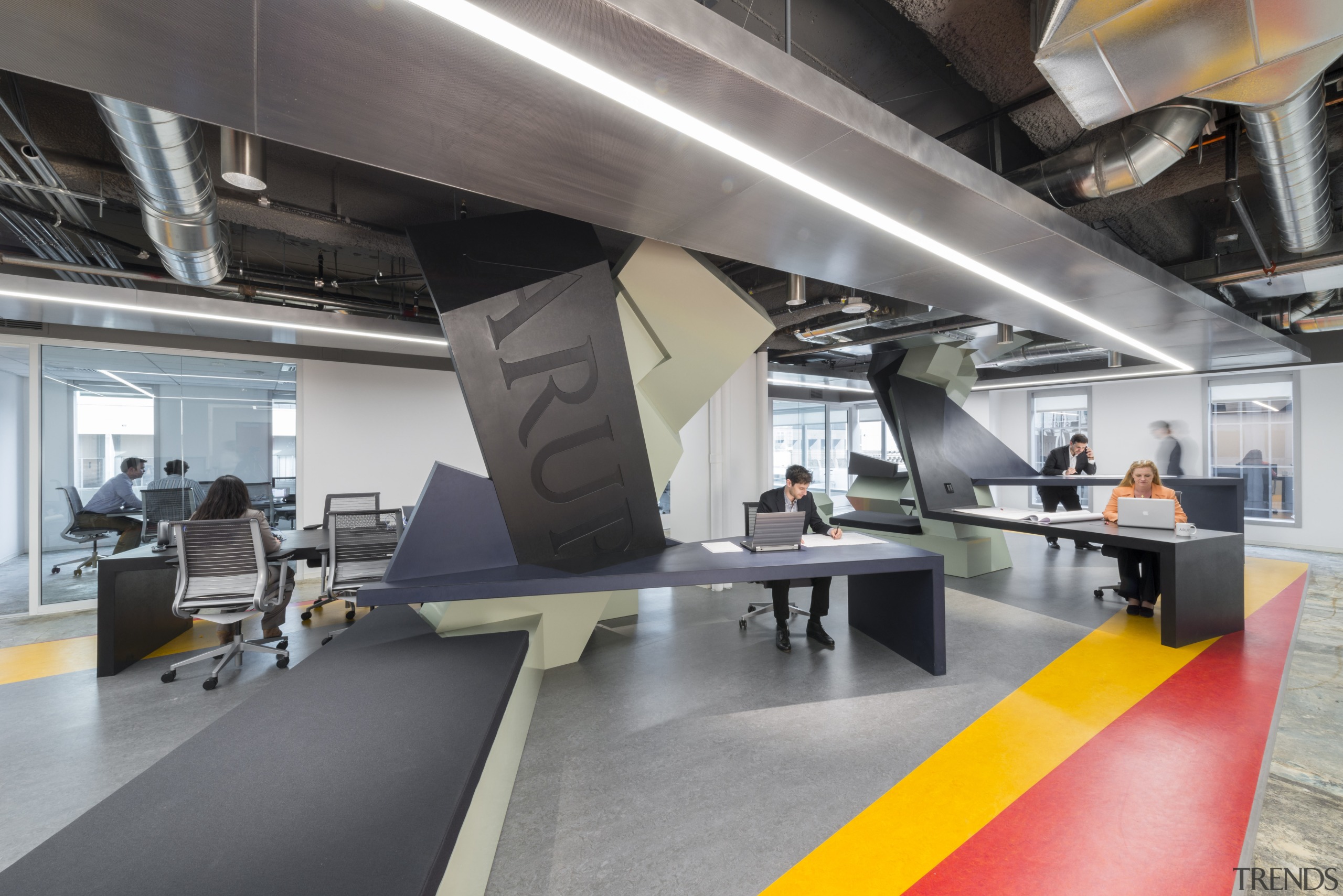 Applied geometry  this satellite office for leading interior design, product design, gray