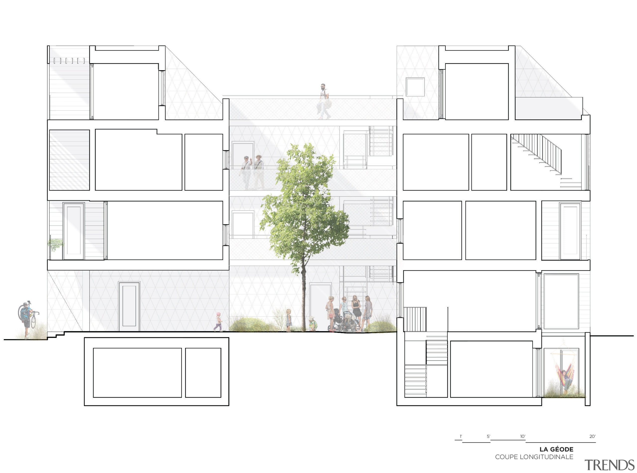 This new inner-city apartment block by ADHOC Architectes architecture, area, design, diagram, elevation, estate, facade, floor plan, home, house, line, plan, product, product design, property, real estate, residential area, structure, urban design, white