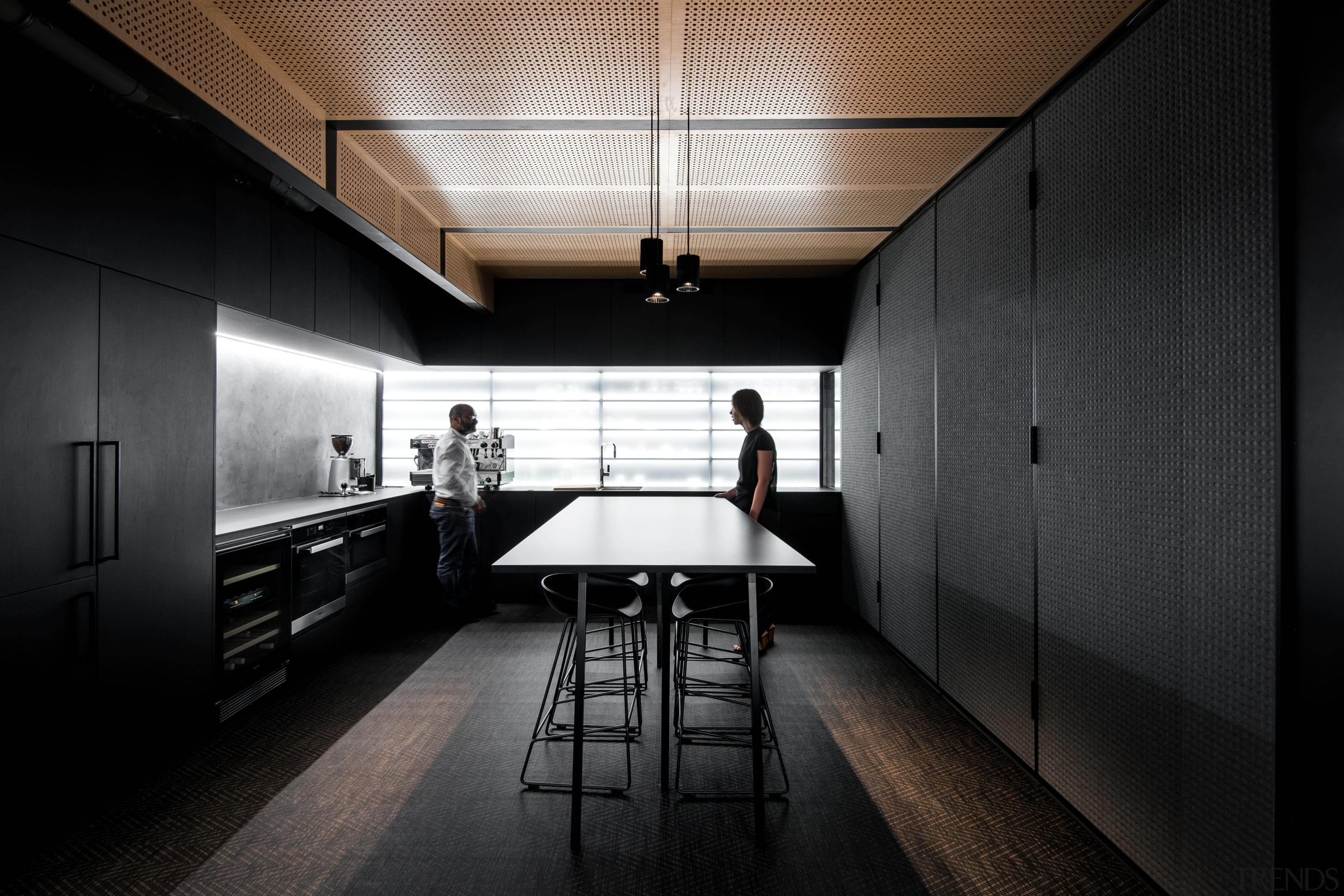 On this fit-out of Hillam Architects premises by architecture, black and white, daylighting, house, interior design, photography, wood, black