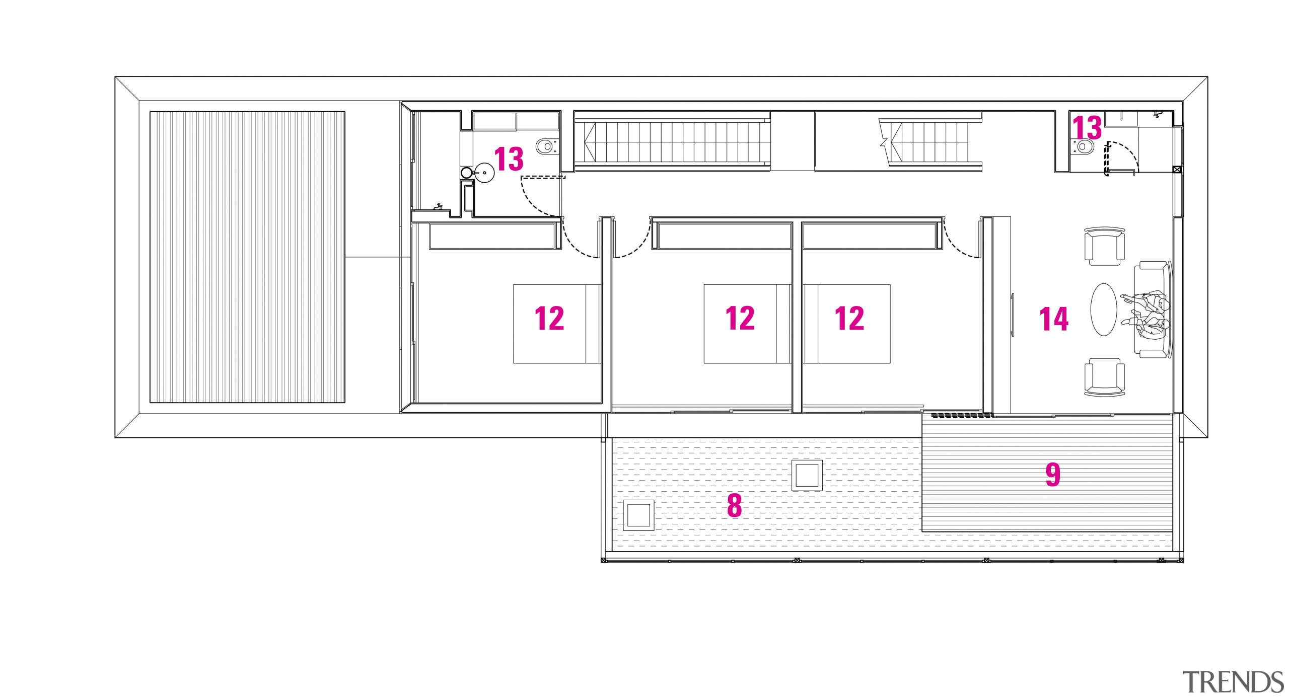 1 Driveway. 2 Living. 3 Dining. 4 Dry architecture, area, design, diagram, drawing, floor plan, furniture, line, product, product design, text, white