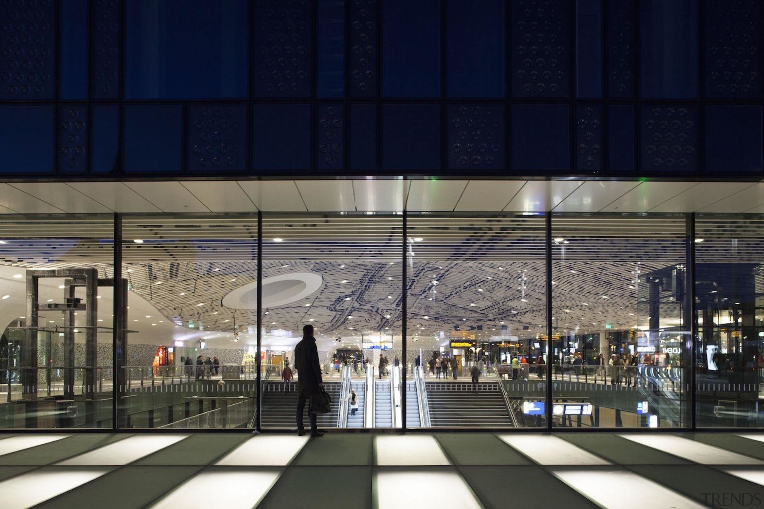 Municipal Offices and Train Station, Delft - Municipal architecture, building, daylighting, glass, metropolis, metropolitan area, night, reflection, structure, black