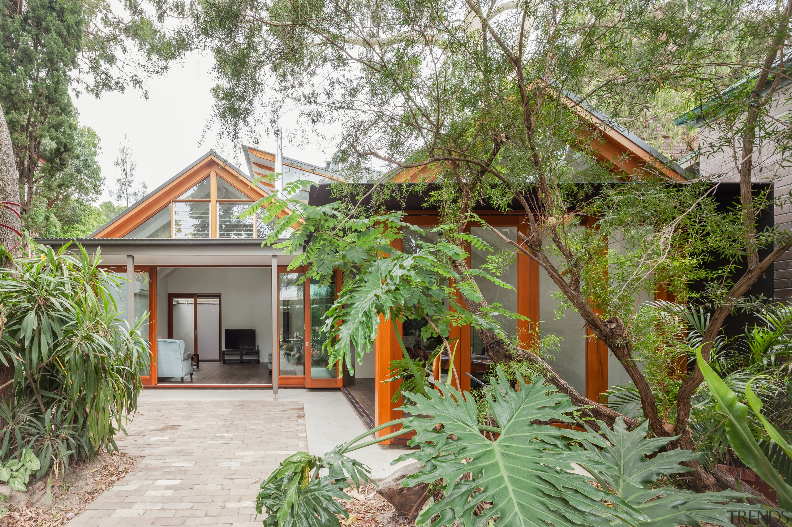 Shoehorned into a laneway on a tight site, cottage, home, house, plant, property, real estate, tree, green