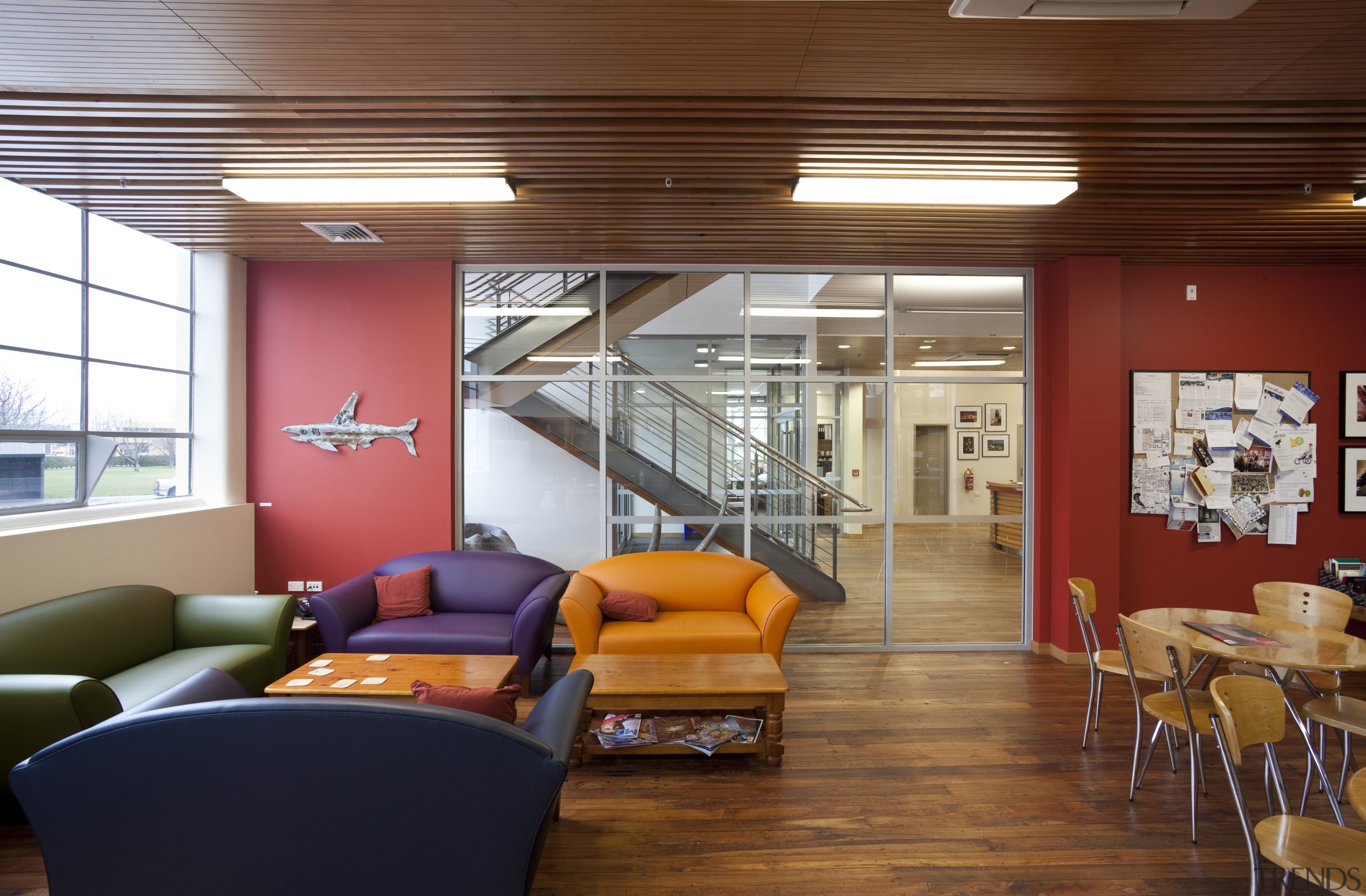 View of the interior of the Nautral History architecture, ceiling, interior design, living room, loft, real estate, brown, red