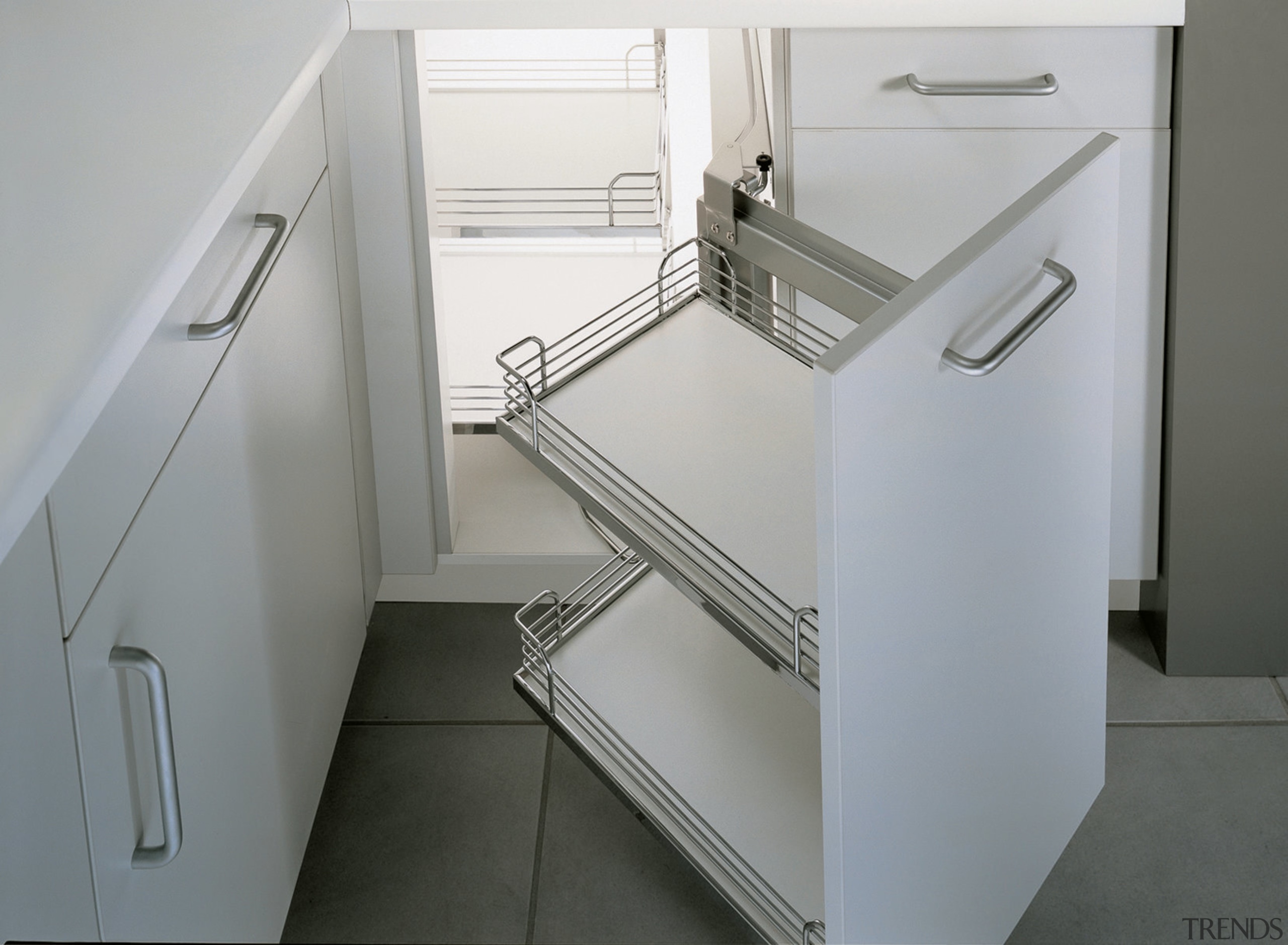A view of this kitchen featuring cabinetry and bathroom accessory, chest of drawers, drawer, furniture, home appliance, kitchen, product, product design, tap, gray