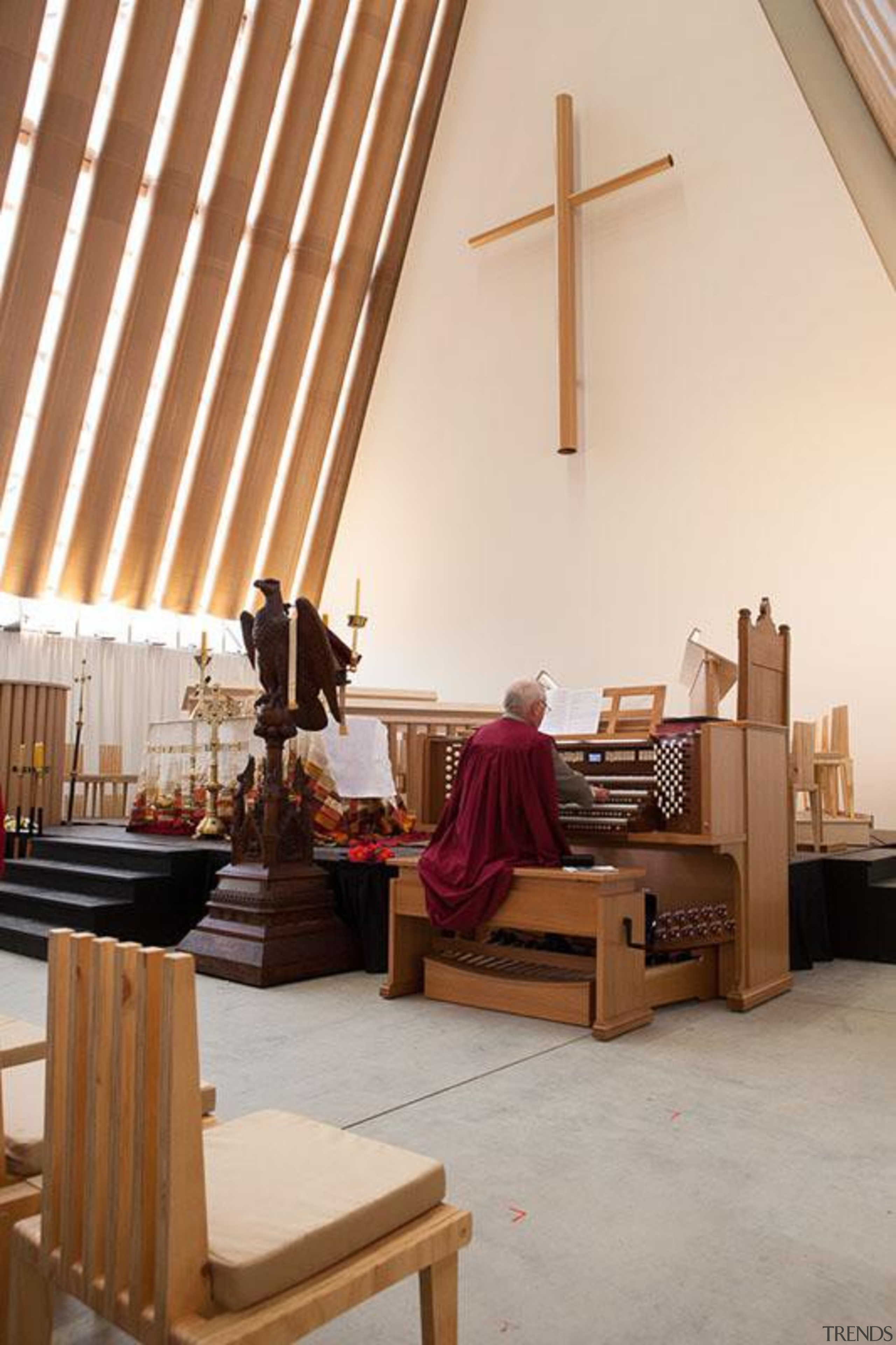 EXCELLENCE AWARDChristchurch Transitional Cathedral (4 of 4) ceiling, furniture, home, interior design, room, table, wood, gray, brown