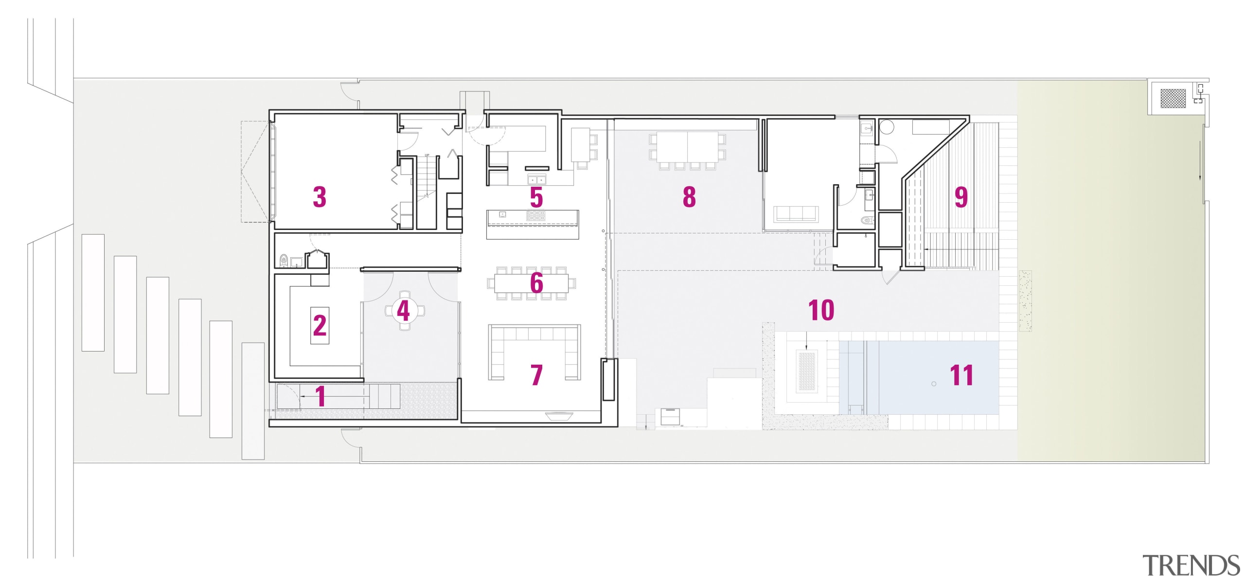 first floor plans for expansive modern family home architecture, area, design, diagram, elevation, floor plan, house, plan, product, product design, property, real estate, schematic, white