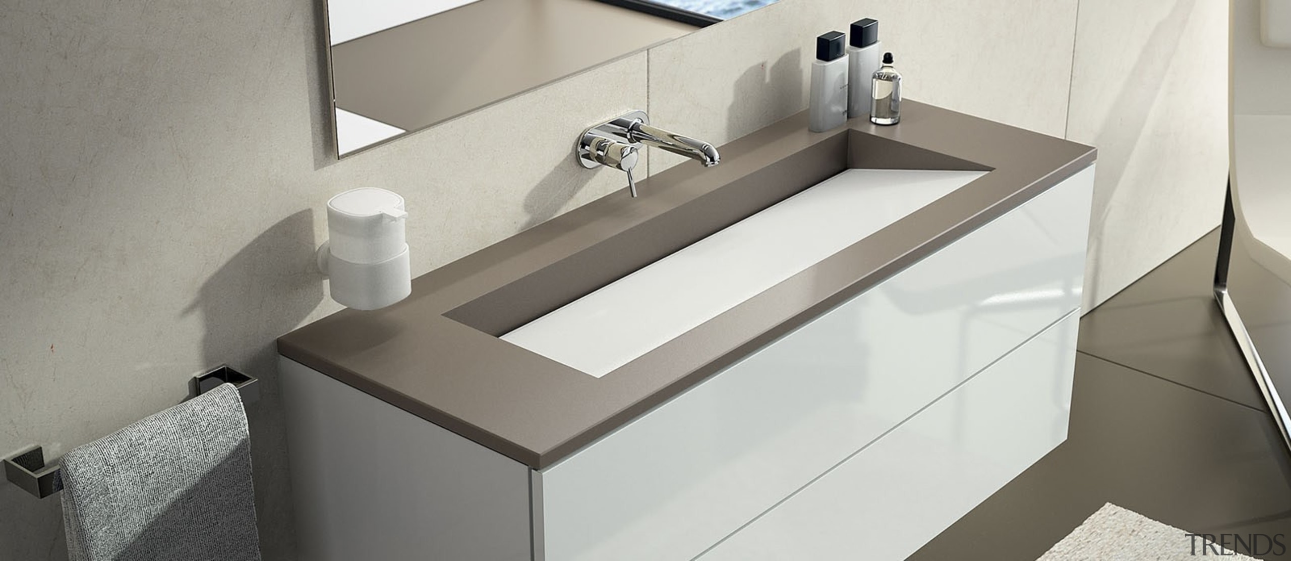 SILESTONE - BAÑO 4 BLANCO ZEUS + UNSUI angle, bathroom, bathroom sink, floor, furniture, interior design, plumbing fixture, product, product design, sink, tap, gray, white