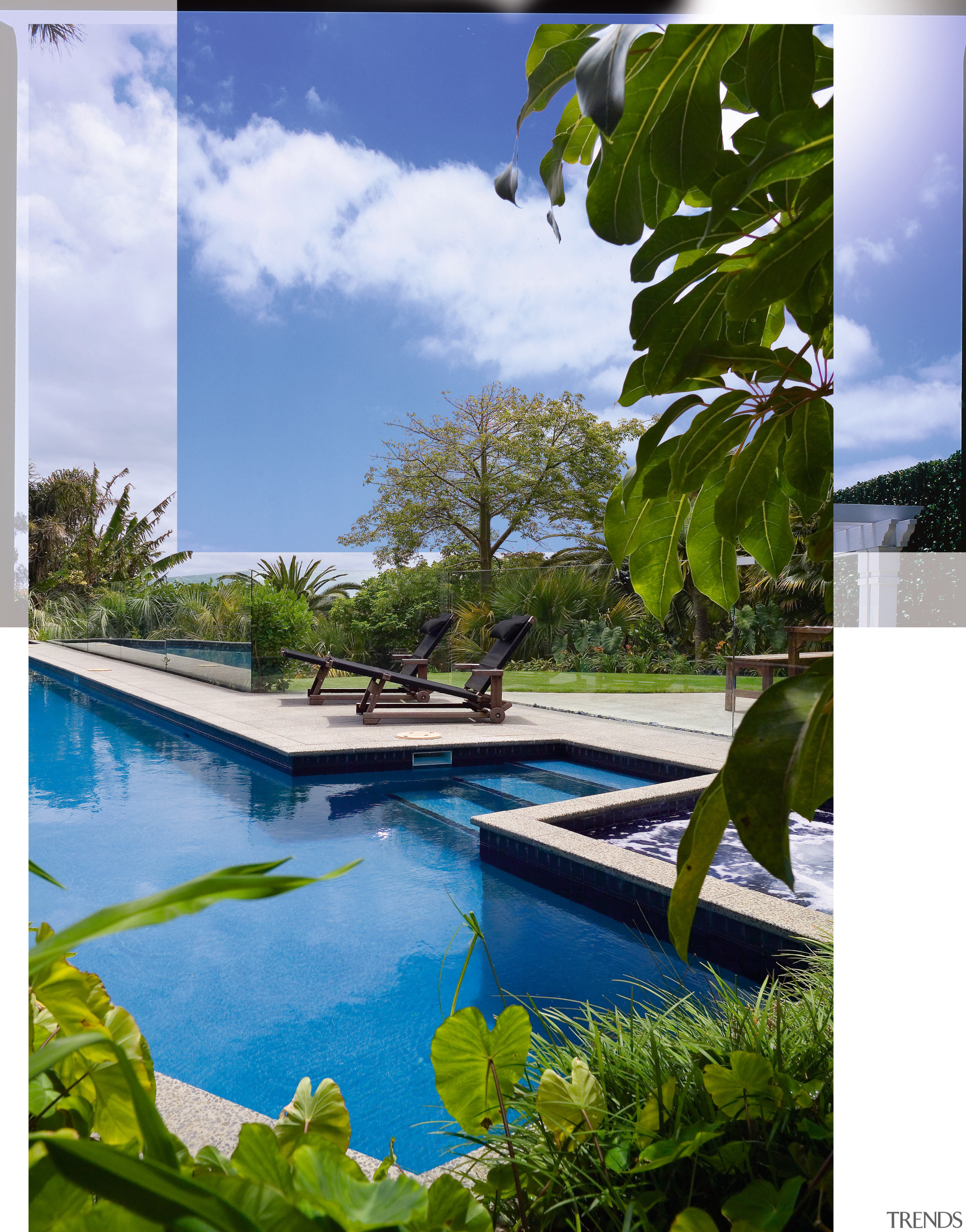 At 20 metres long this pool is suitable estate, leisure, nature, plant, property, real estate, reflection, sky, swimming pool, tree, water, water resources, teal, brown