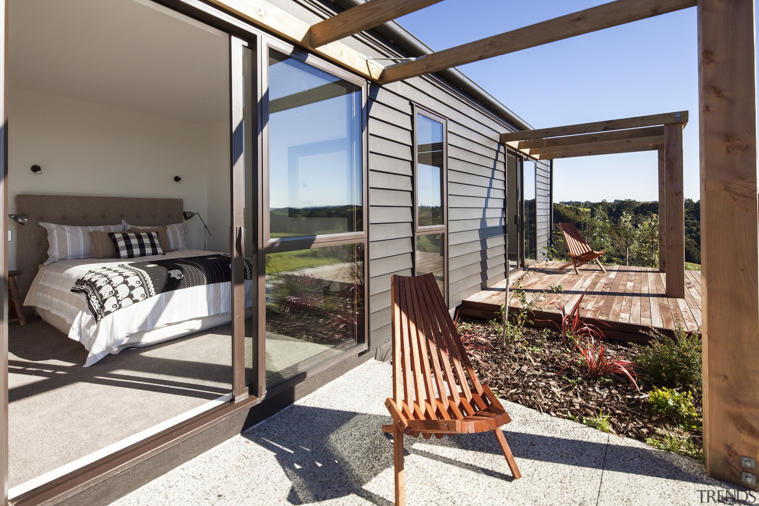 Bedrooms also open up, with sliding doors - estate, house, property, real estate, white