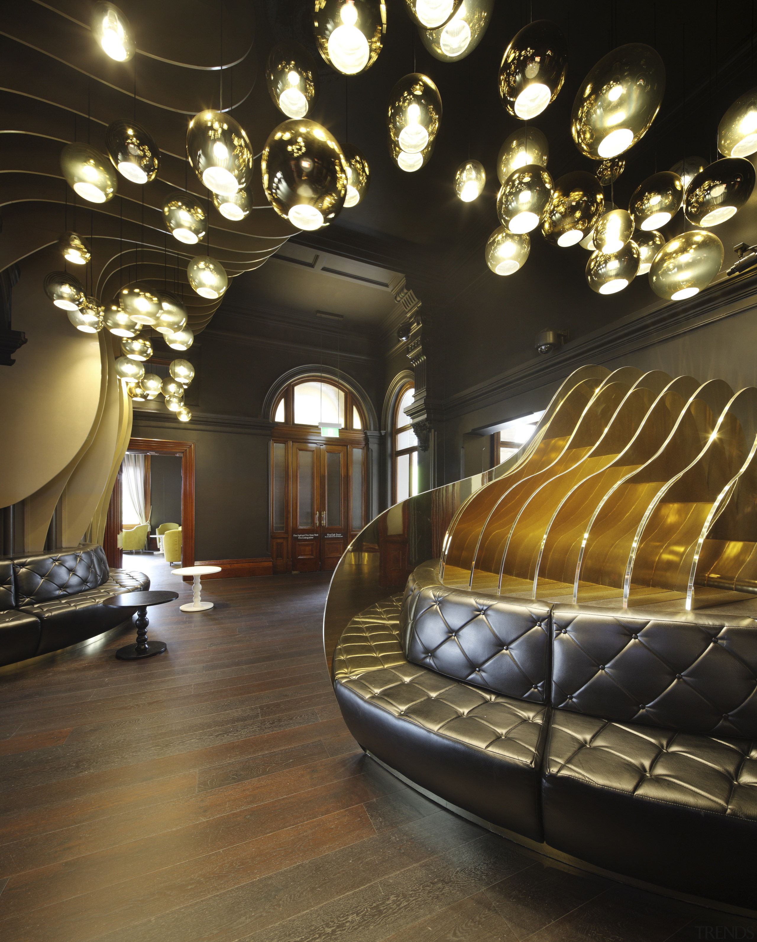 Brisbane casino bar designed by Tonic - Brisbane architecture, ceiling, interior design, light, lighting, lobby, tourist attraction, black, brown