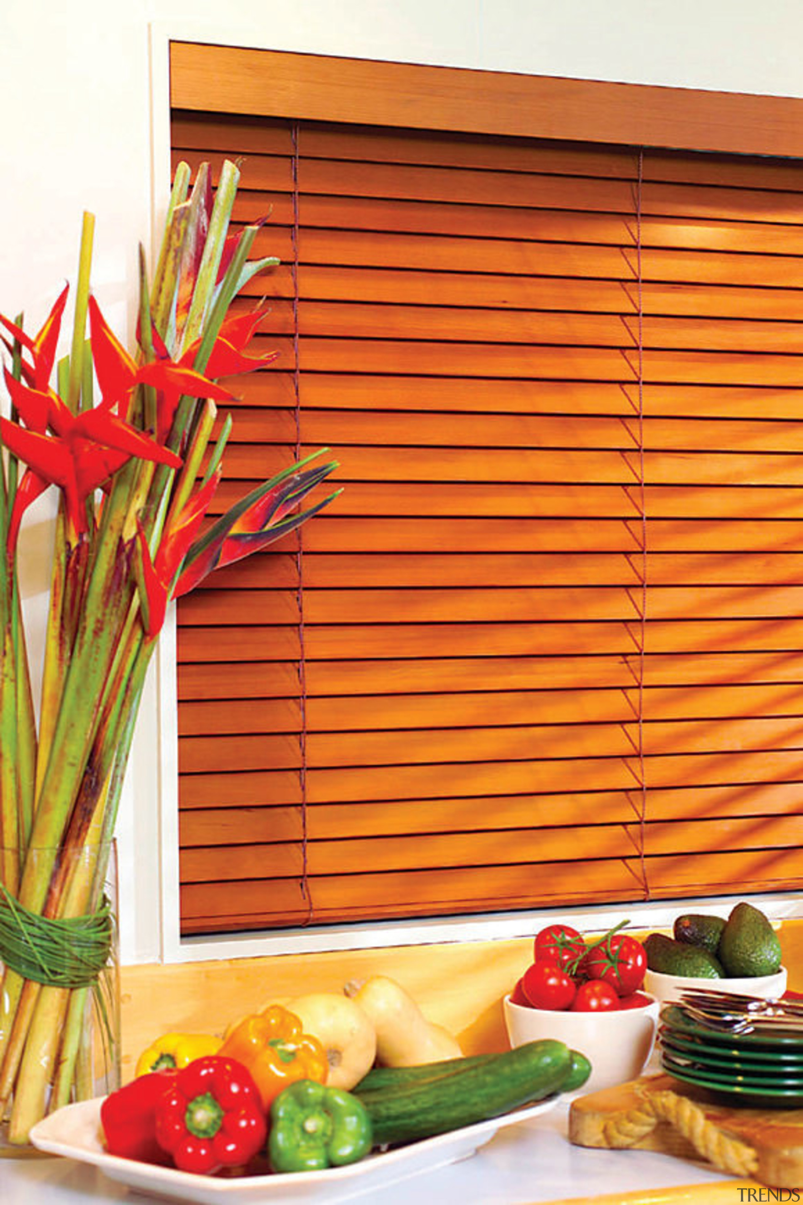 A view of Cedar blinds from Maurice Kain interior design, vegetable, window blind, window covering, orange