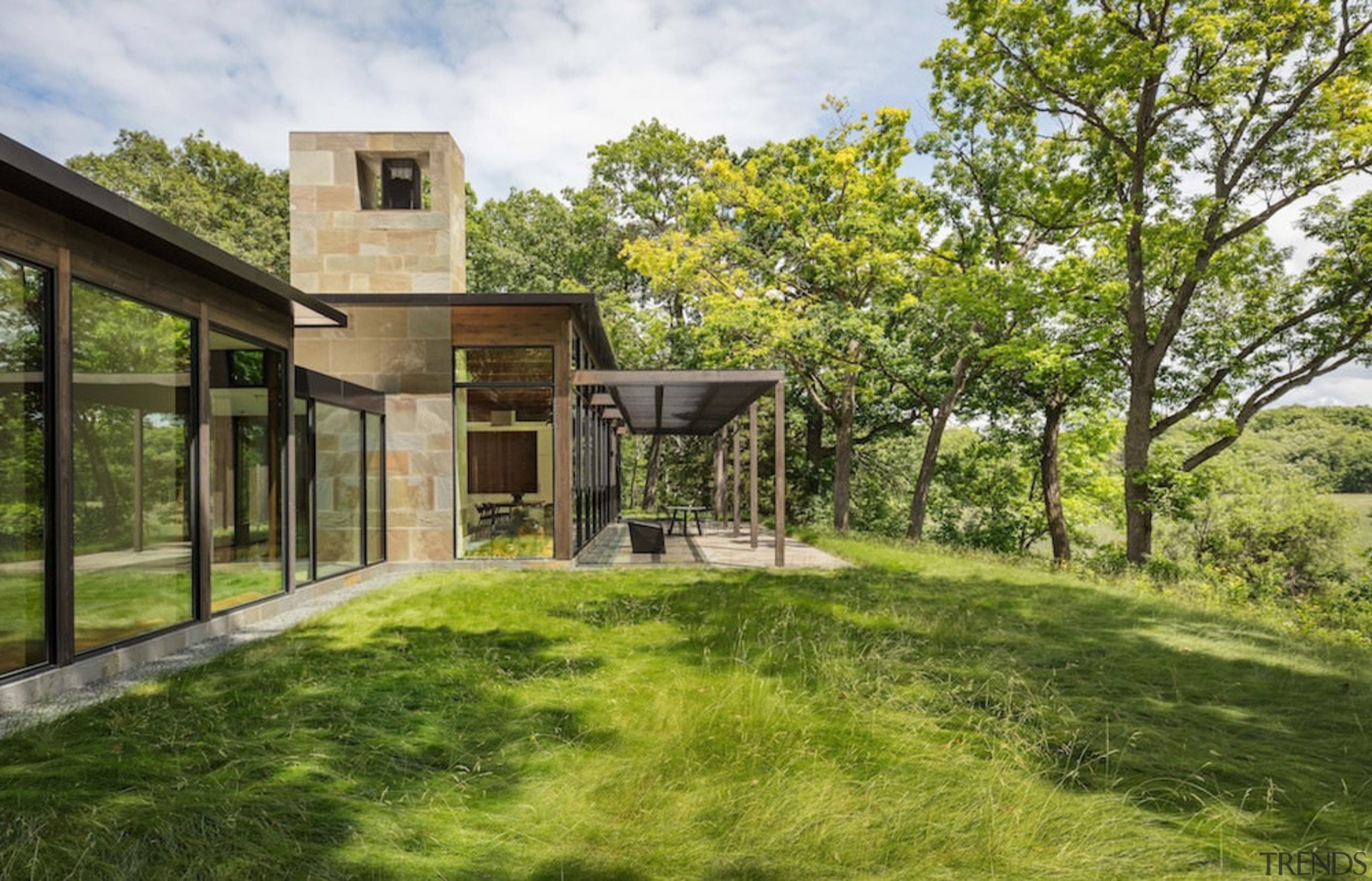 Bluestone sets this part of the home apart architecture, cottage, estate, farmhouse, home, house, land lot, landscape, property, real estate, yard, brown