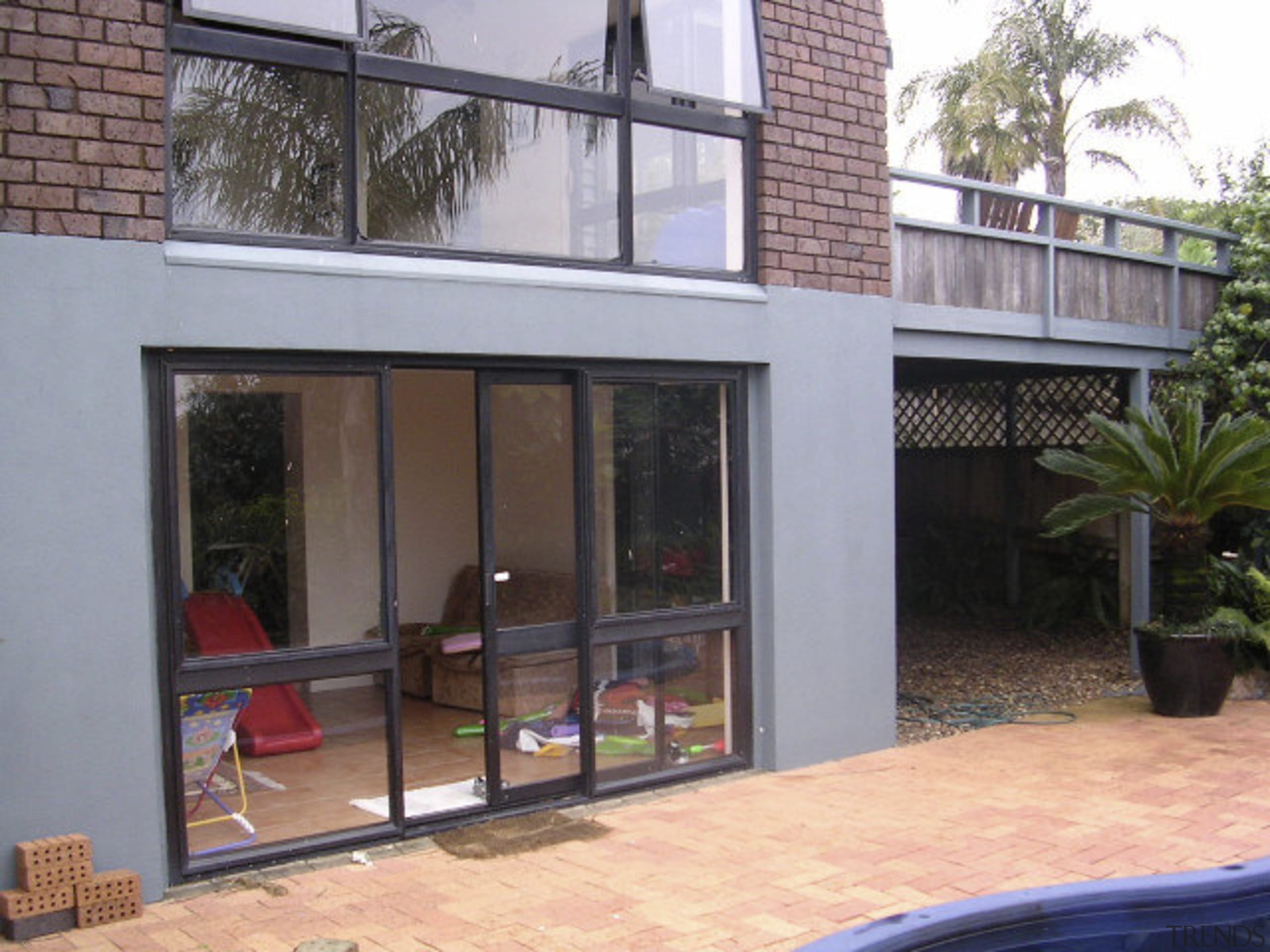 Exterior view of home prior to renovations. - door, facade, house, property, real estate, window, gray