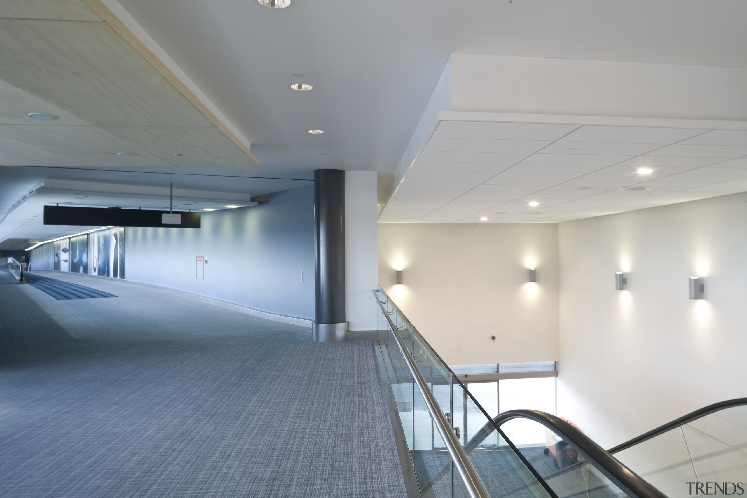 Images of the new ceilings at Auckland International architecture, ceiling, daylighting, floor, glass, interior design, leisure centre, real estate, structure, gray