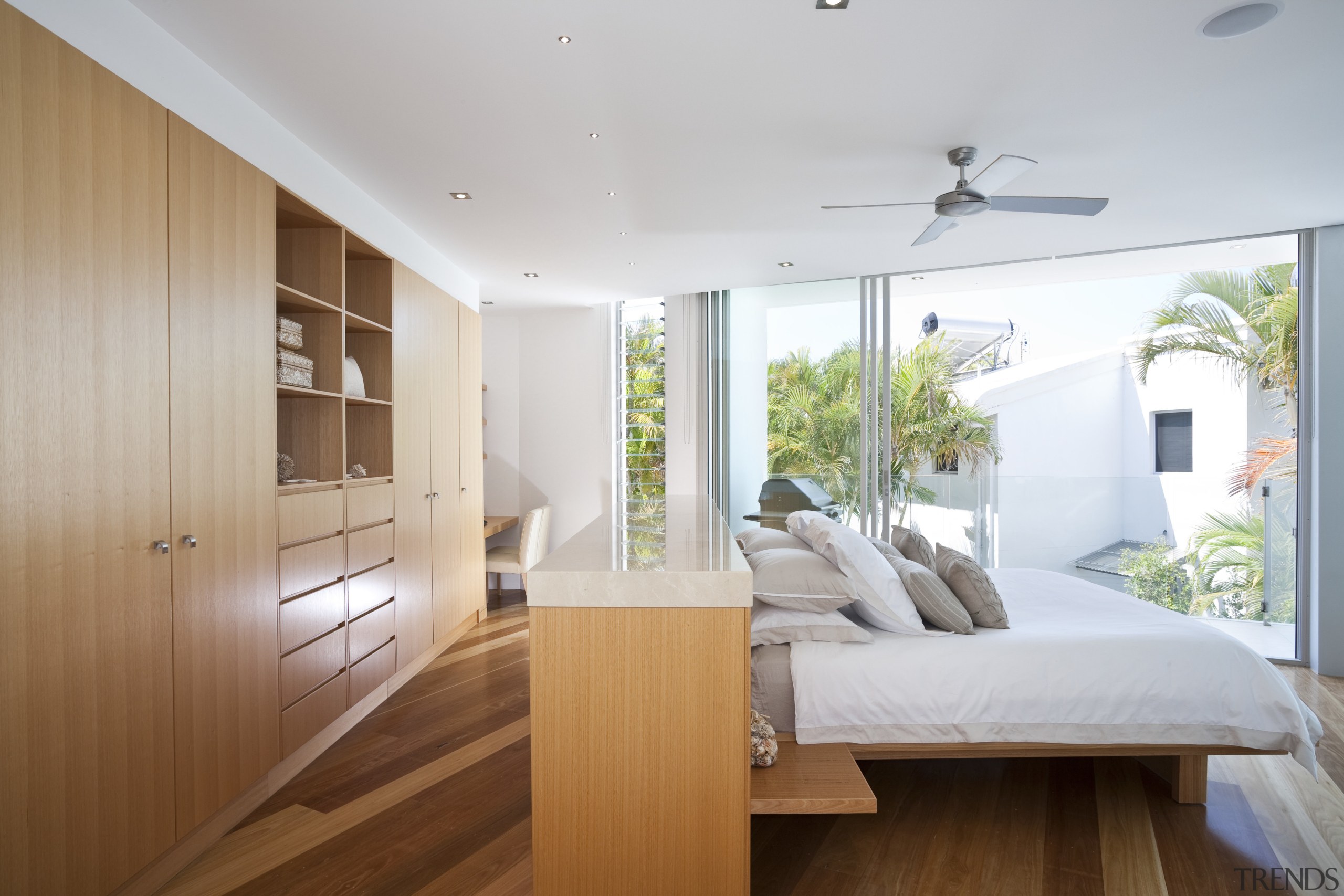View of Home in Noosa by architects Resitsma architecture, ceiling, floor, home, house, interior design, interior designer, living room, property, real estate, room, window, wood, wood flooring, gray, white