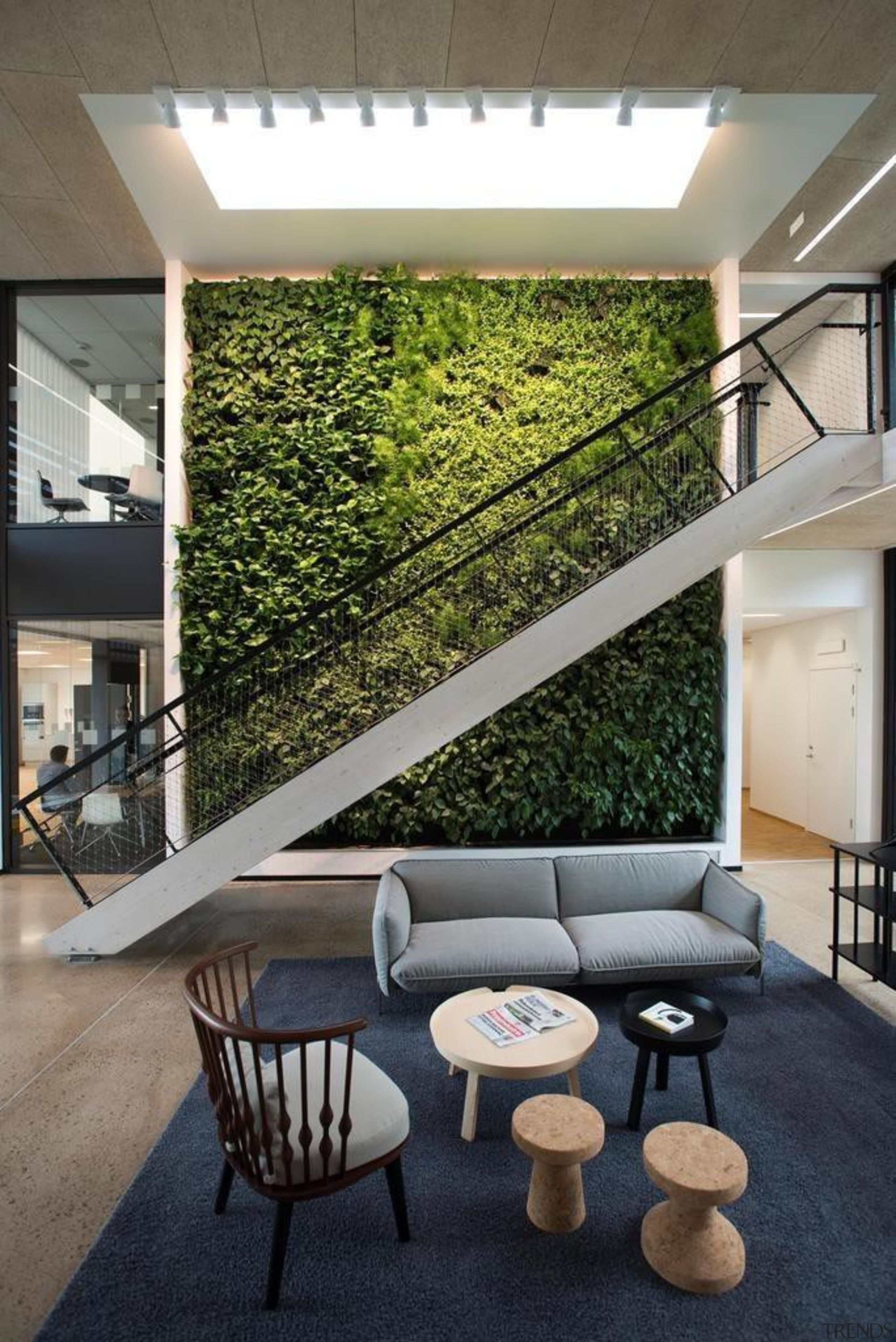 Living Wall - Vertical Garden - architecture | architecture, chair, daylighting, furniture, home, house, interior design, living room, table, window, gray