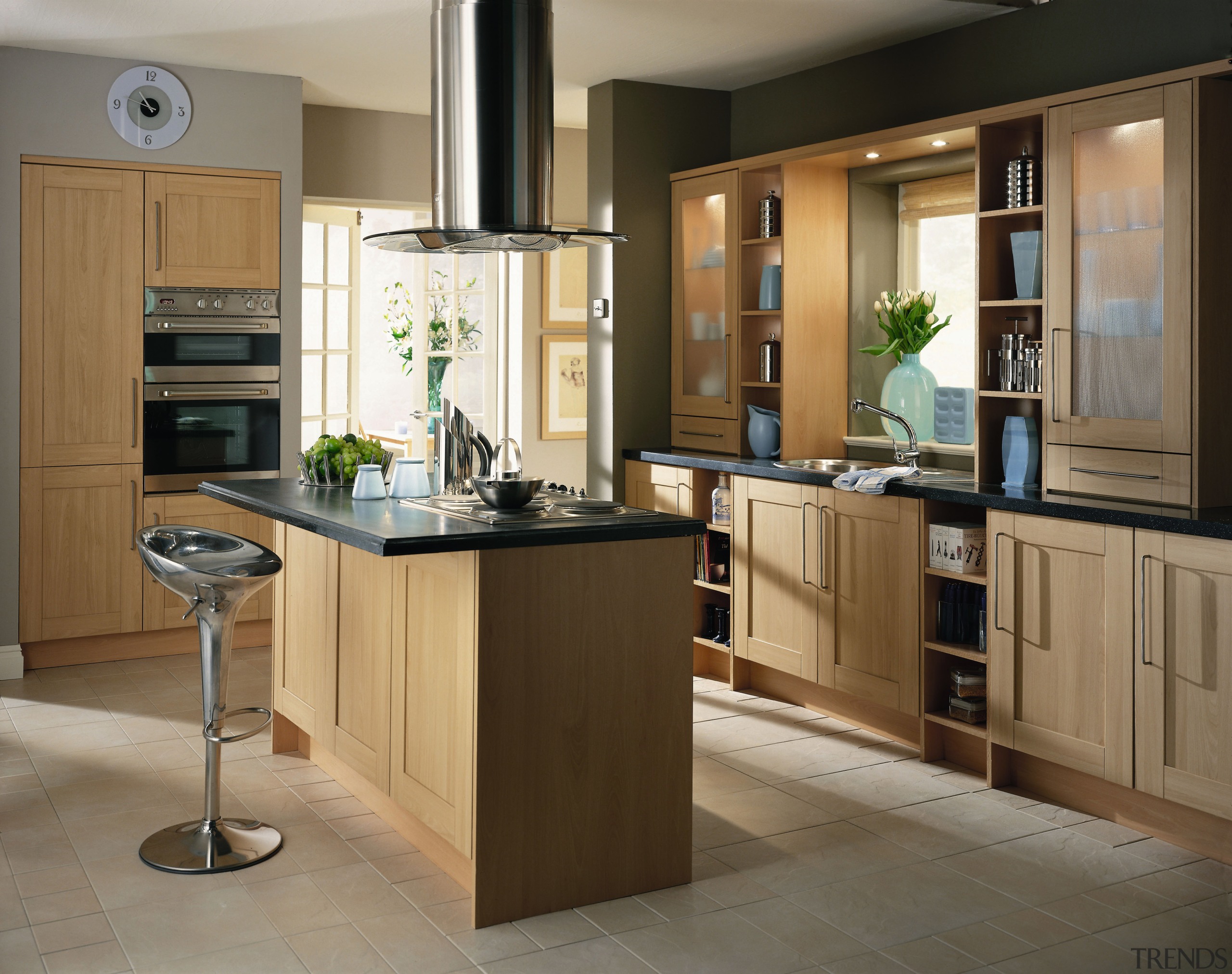 A view of some kitchen ware from Kitchen cabinetry, countertop, cuisine classique, floor, interior design, kitchen, brown, gray