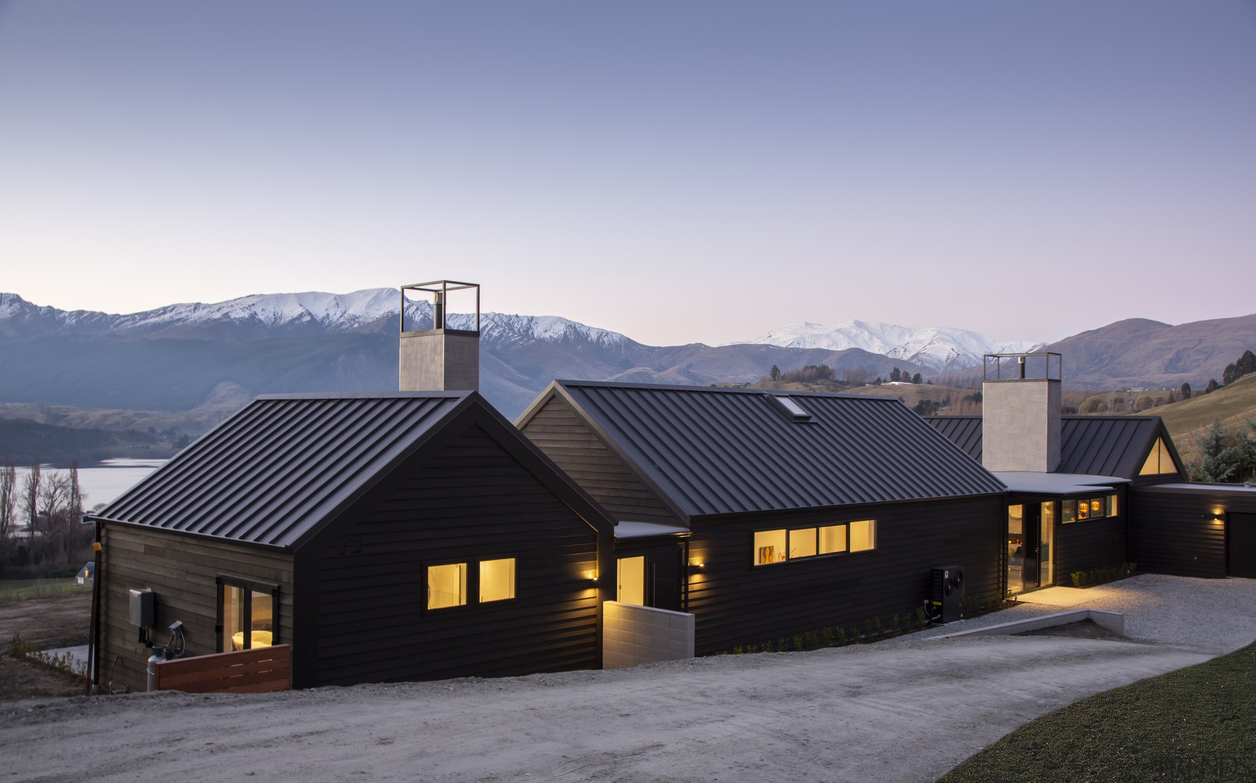 The home's gabled forms are like a mini 