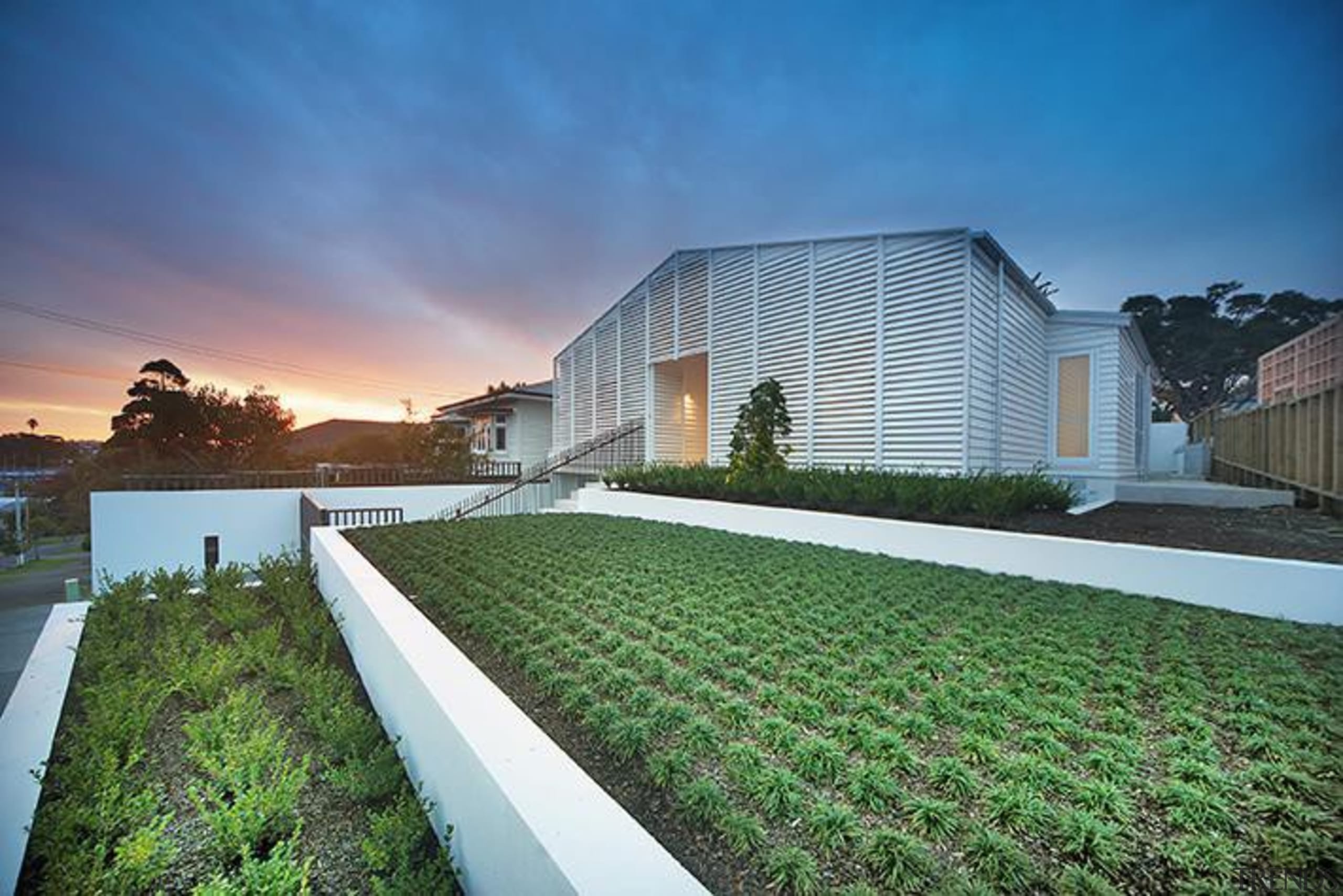 Kenny Rd. 1.3 - Kenny Rd. 1.3 - architecture, building, corporate headquarters, estate, facade, grass, home, house, real estate, residential area, roof, sky, sunlight, teal, green