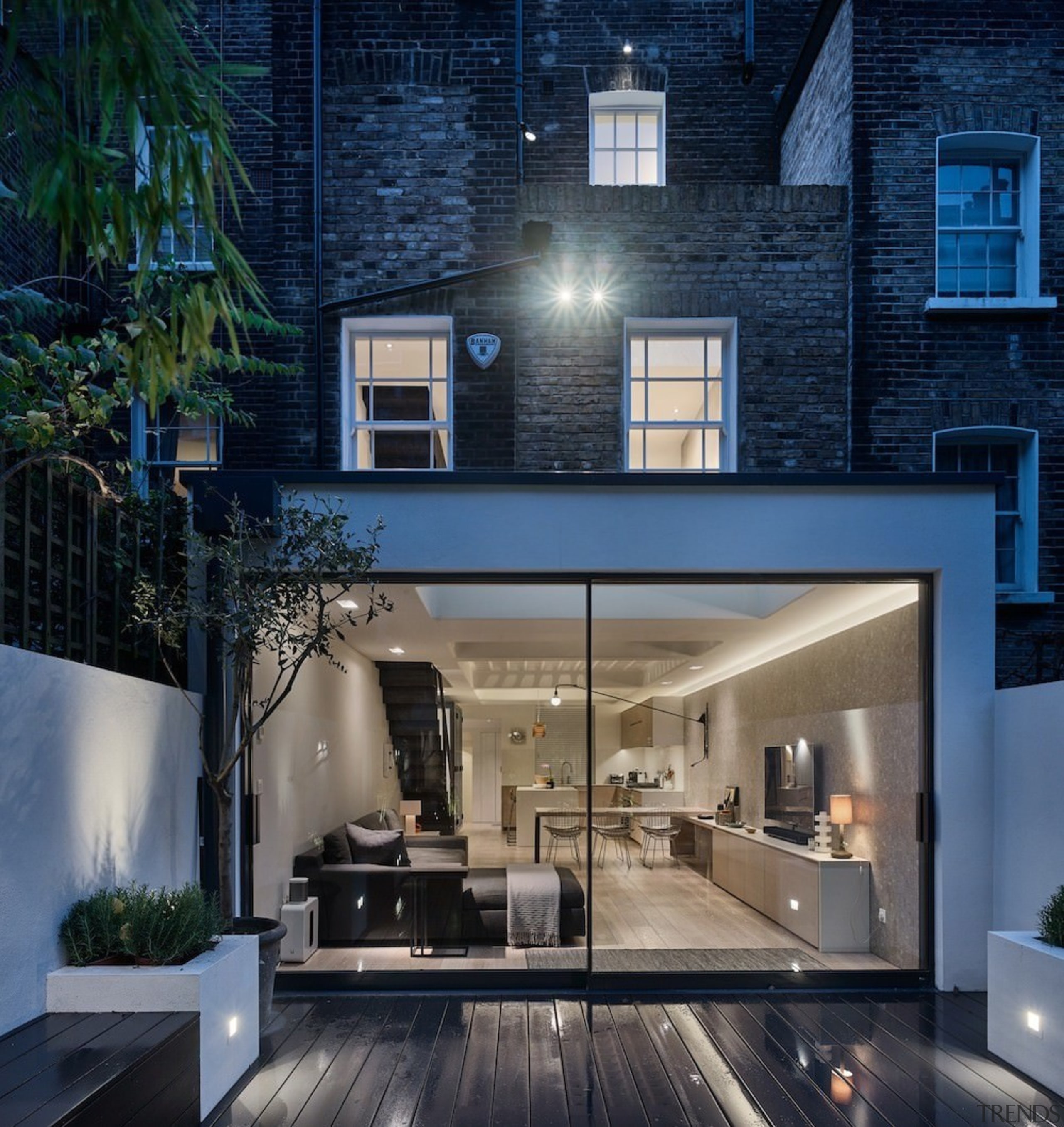 Andy Martin Architecture – Renovation in London - architecture, ceiling, daylighting, facade, home, house, interior design, lighting, living room, property, real estate, wall, blue
