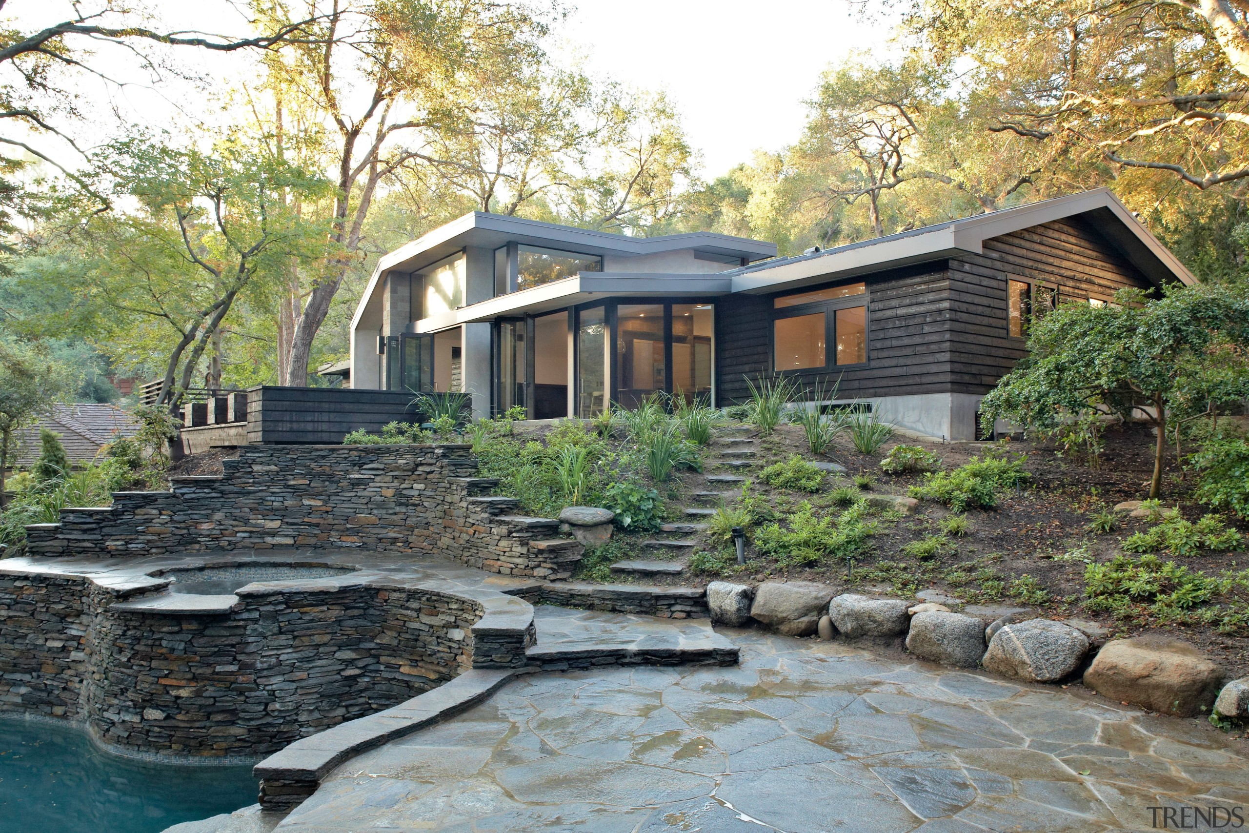 Kim Residence 06 - Kim Residence 06 - architecture, backyard, cottage, estate, home, house, landscape, property, real estate, water, gray