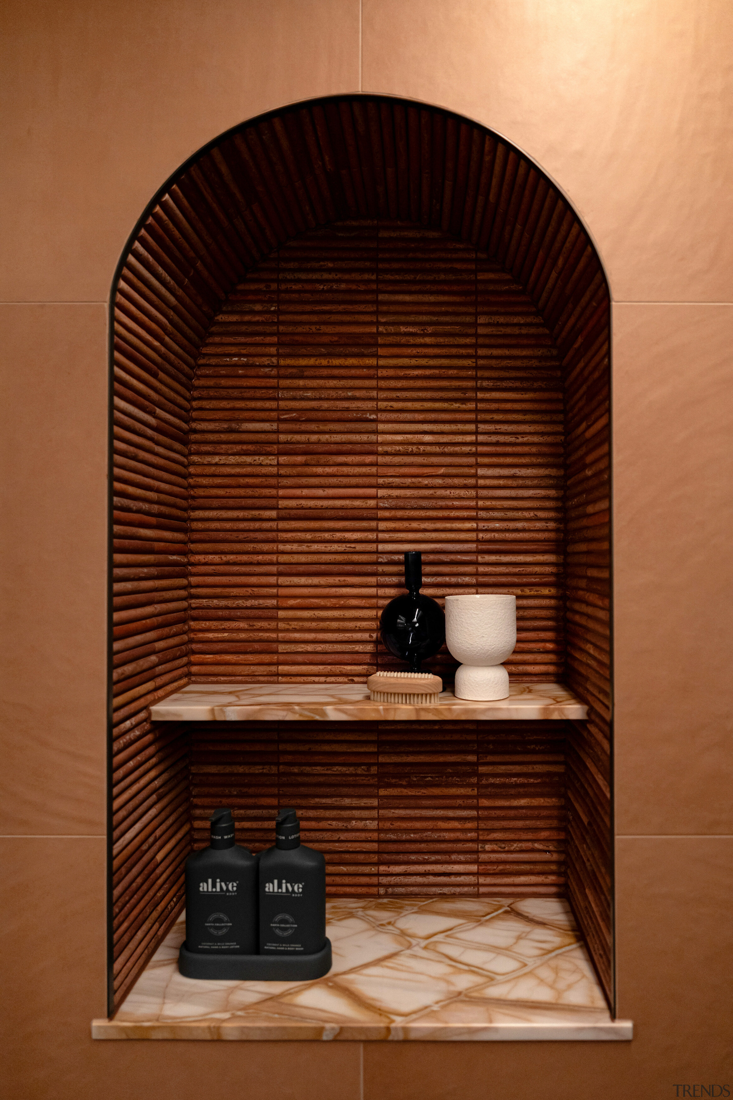 The substantial shower niche offers plenty of storage/shelf 