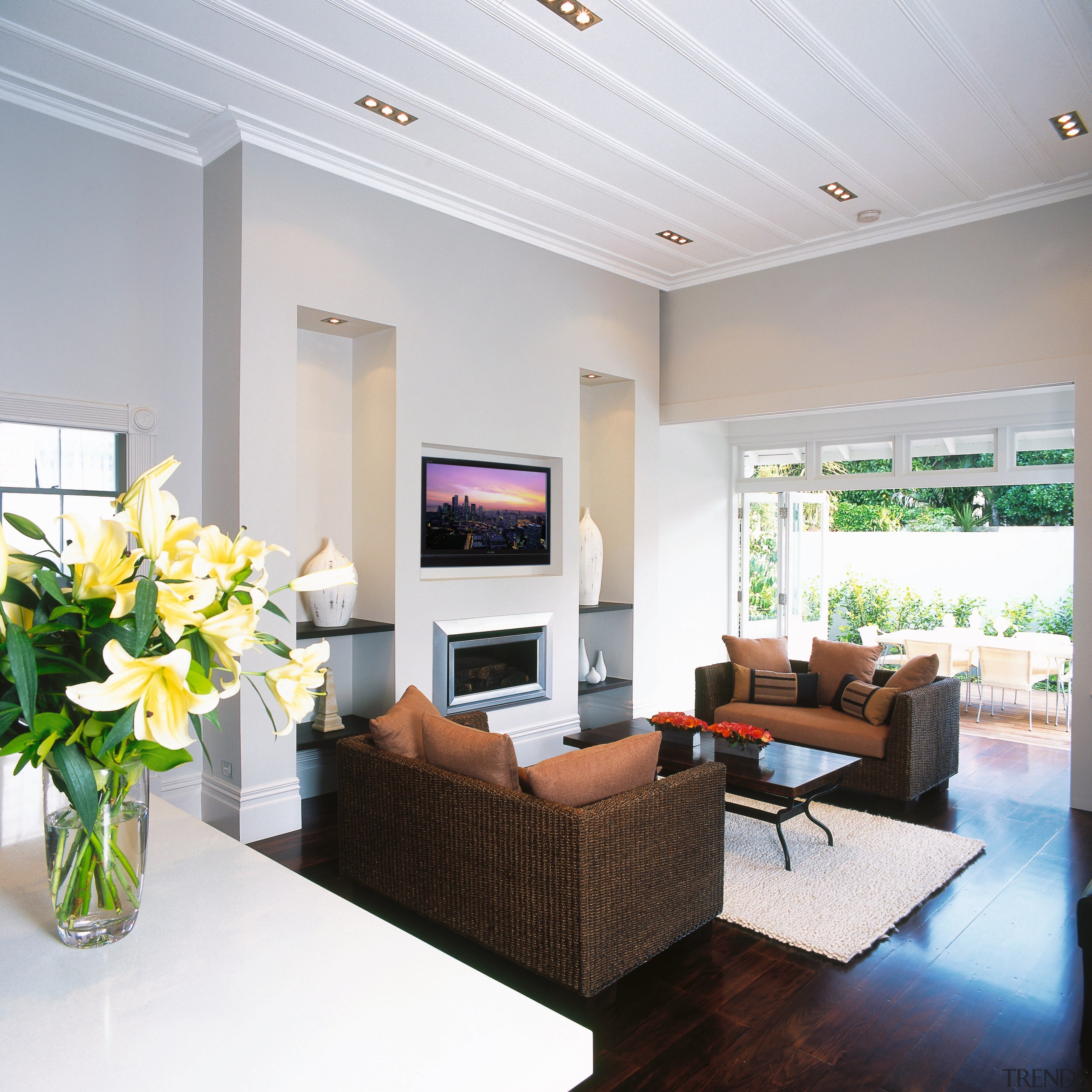 A view of the family living area, wooden ceiling, home, interior design, living room, real estate, room, white