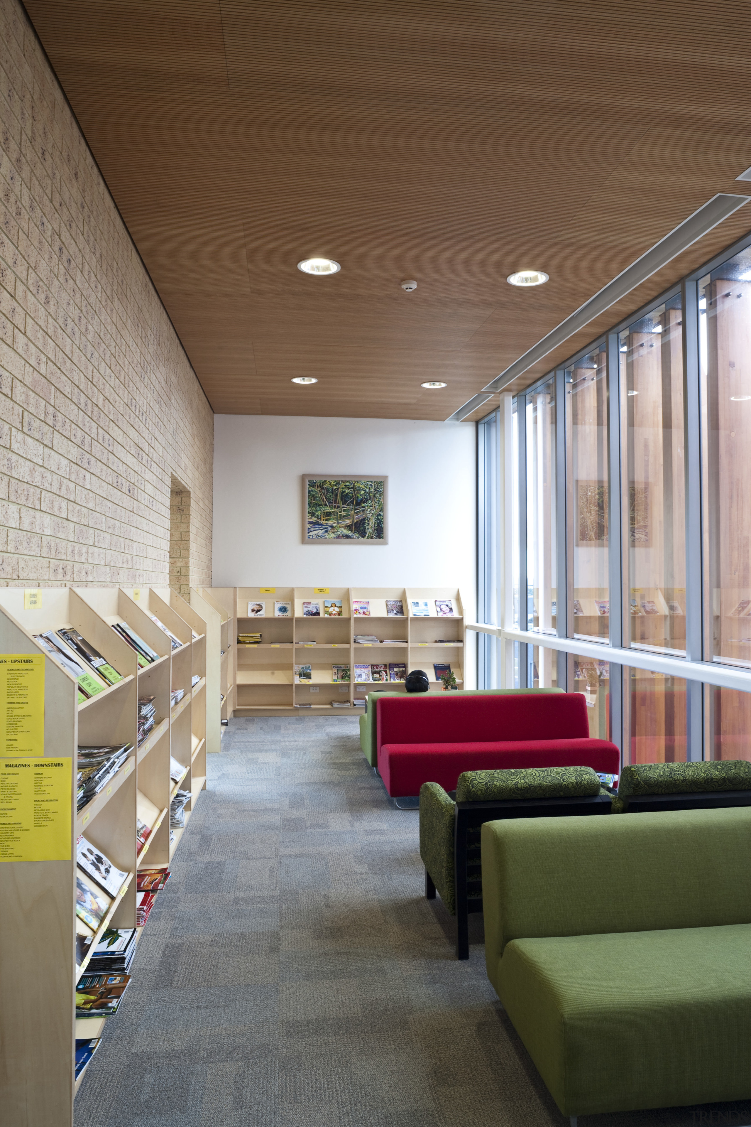 Birkenhead library Auckland, NZ. - Birkenhead library Auckland, architecture, ceiling, daylighting, floor, furniture, interior design, brown, gray