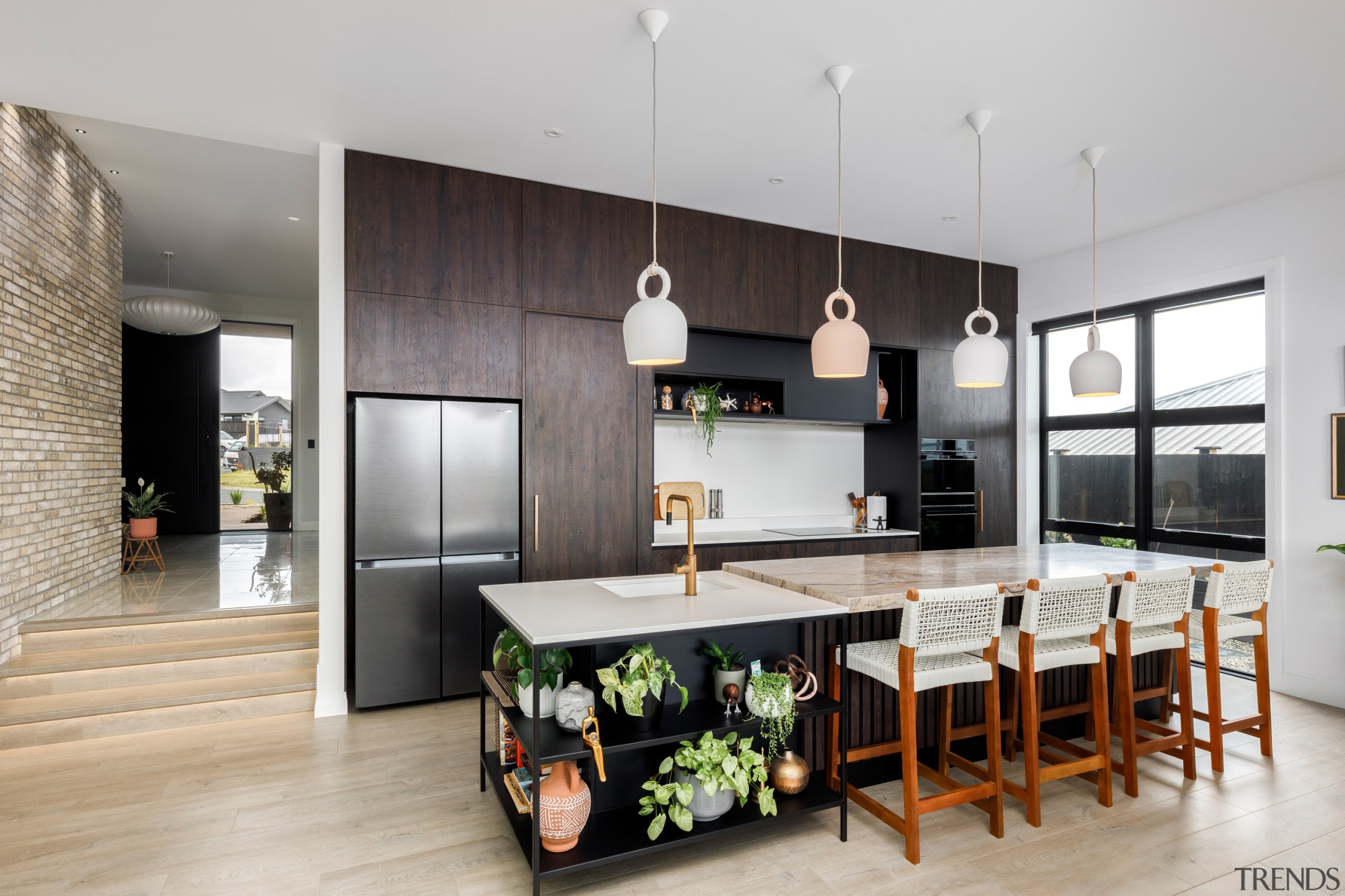 Inside, the beautifully detailed Belgium bricks continue, lining 